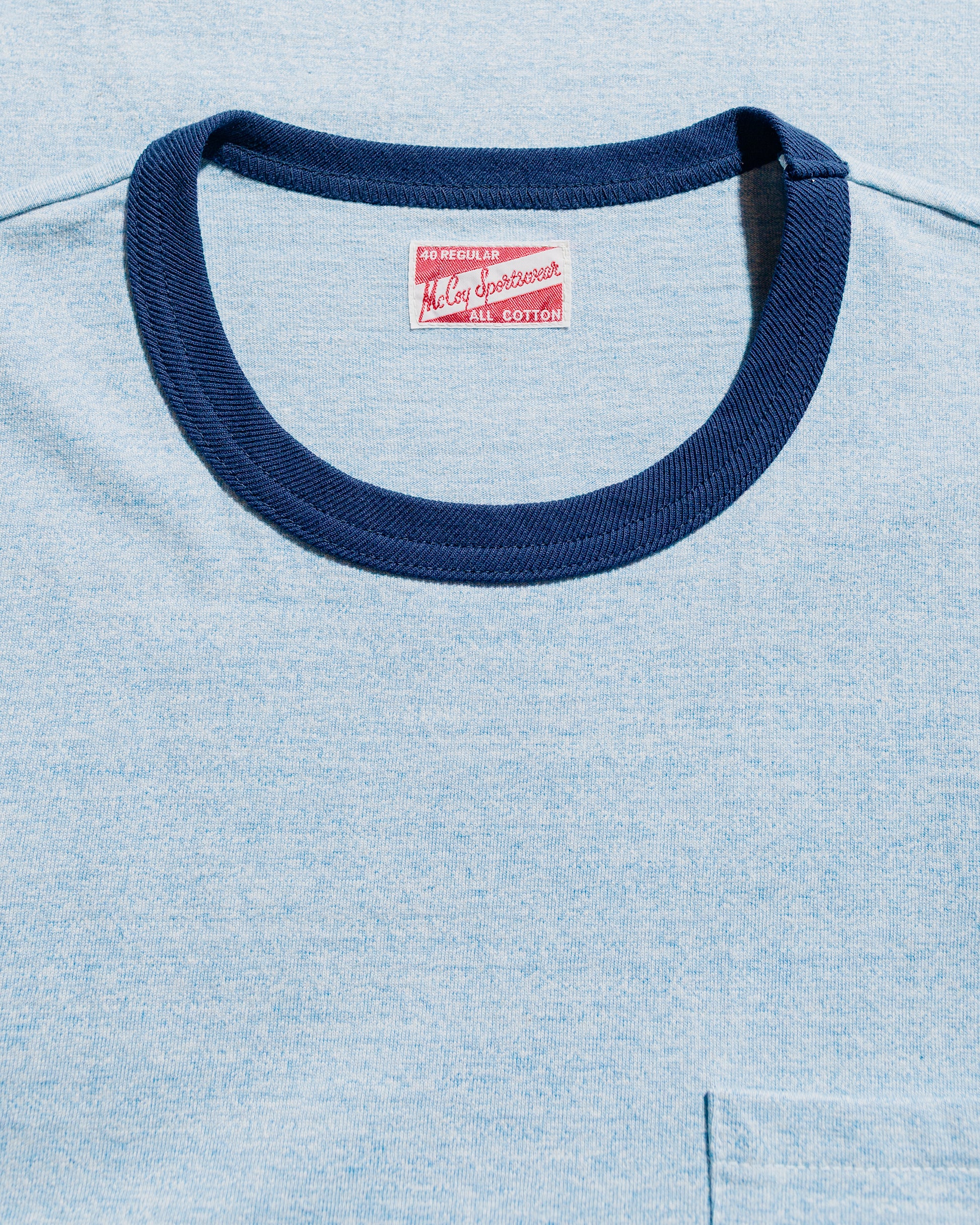 The Real McCoy's MC25014 Pocket Tee  Heather Color, Ringer Blue