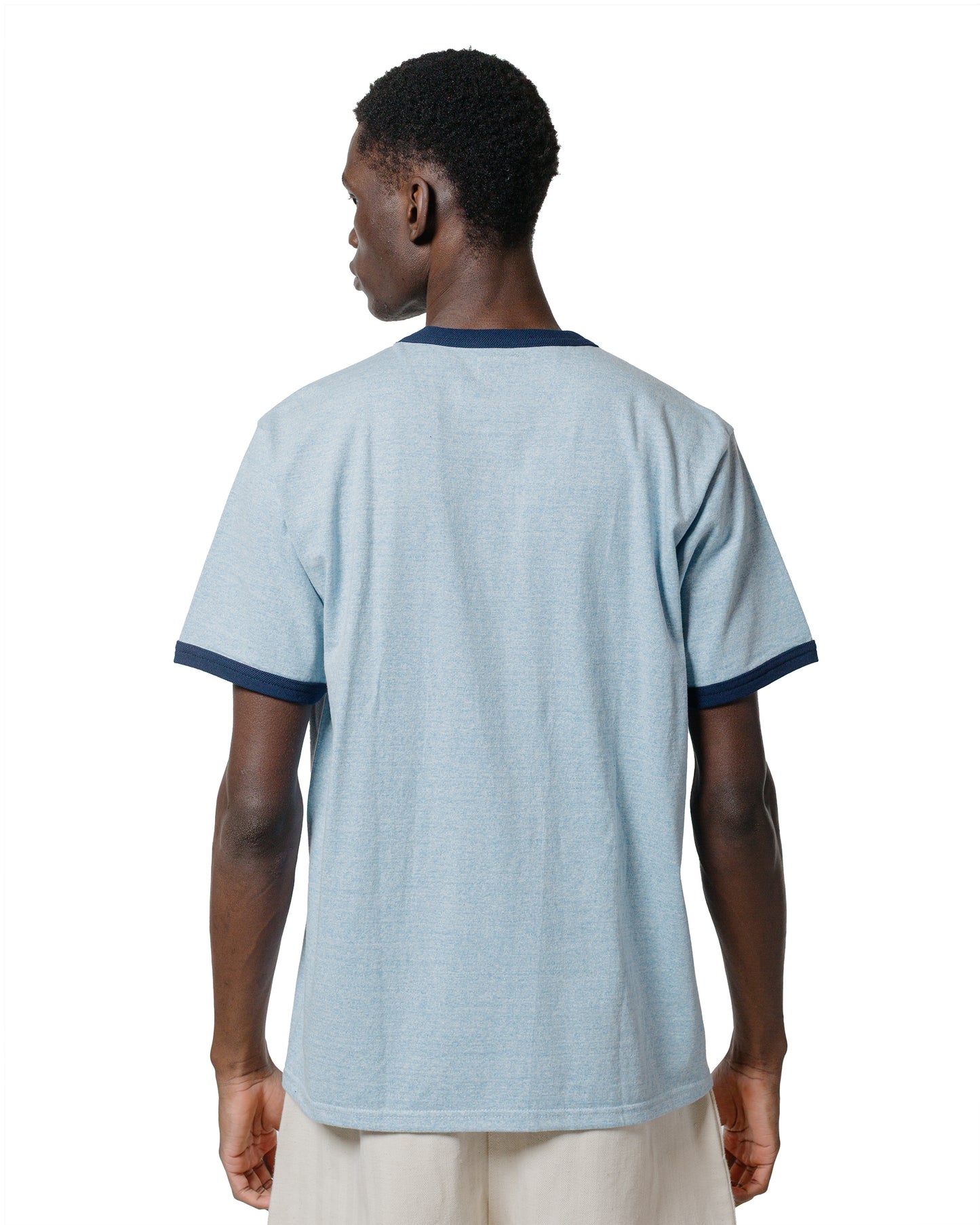 The Real McCoy's MC25014 Pocket Tee  Heather Color, Ringer Blue