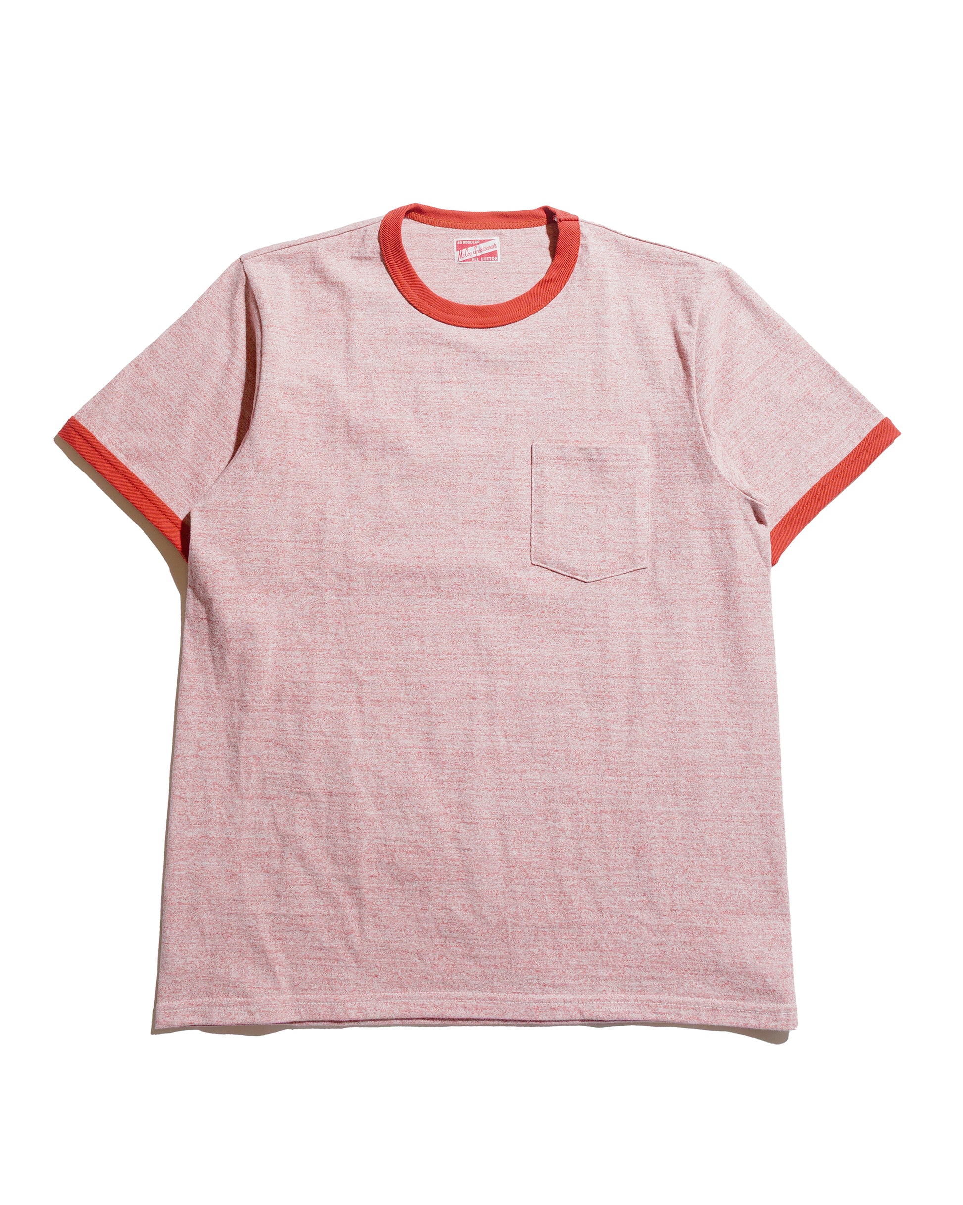 The Real McCoy's MC25014 Pocket Tee  Heather Color, Ringer Red