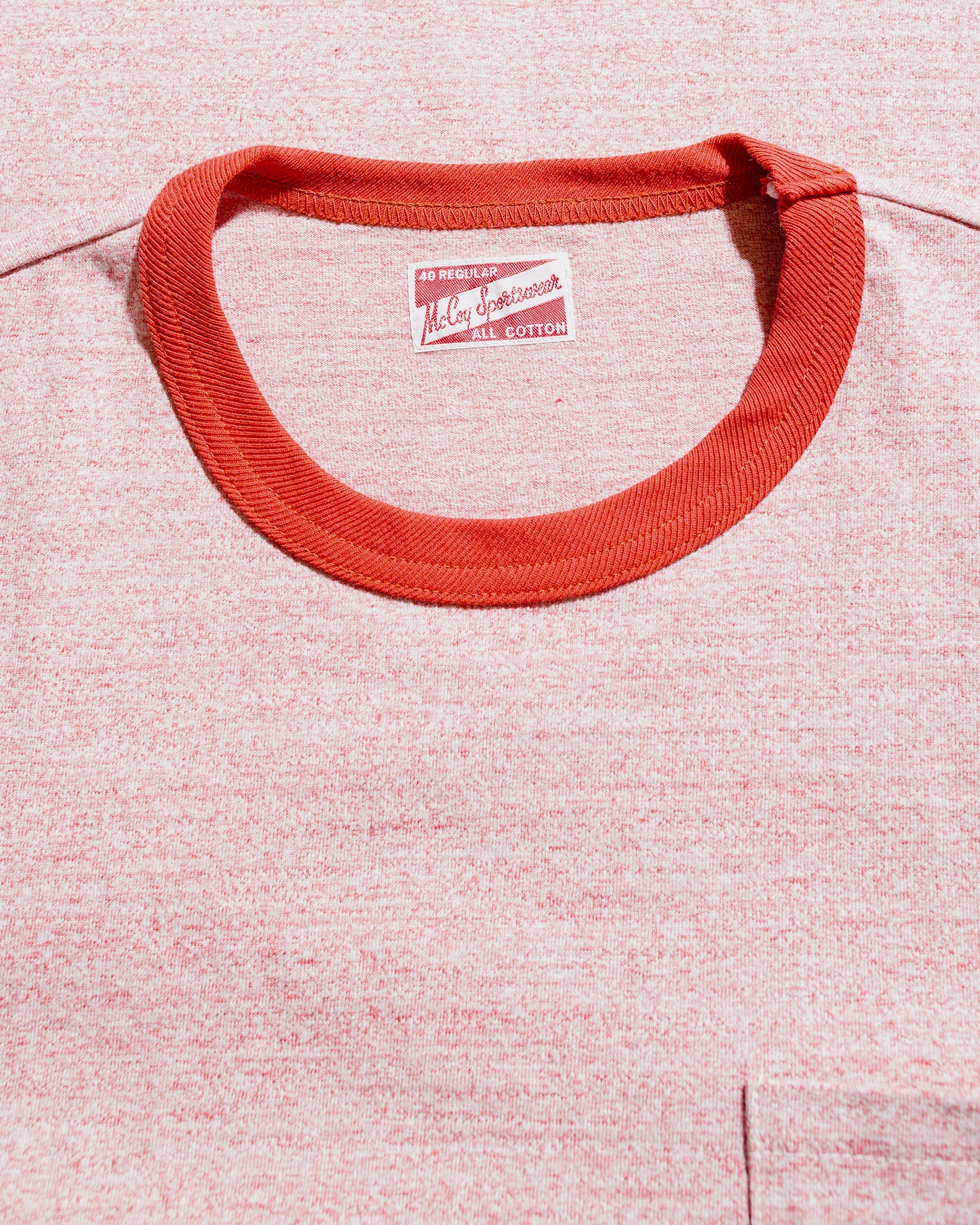 The Real McCoy's MC25014 Pocket Tee  Heather Color, Ringer Red