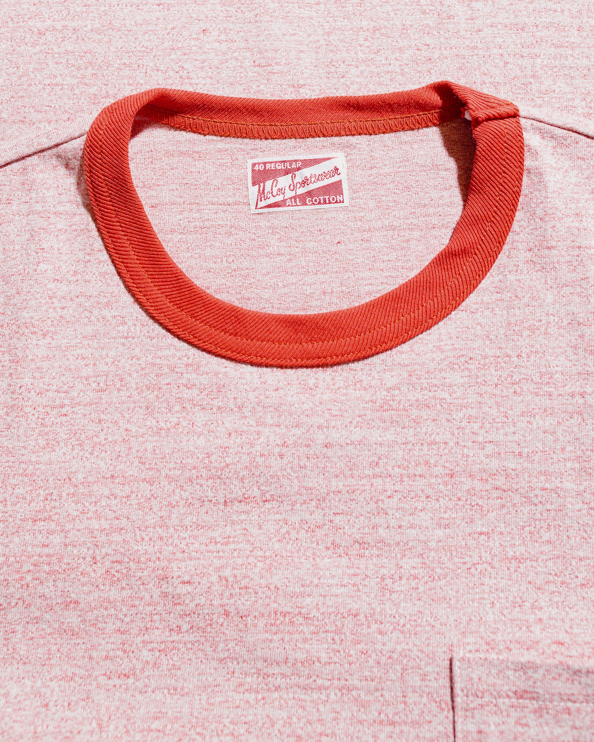 The Real McCoy's MC25014 Pocket Tee  Heather Color, Ringer Red