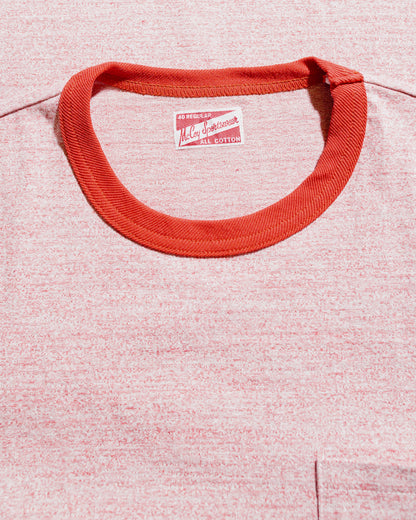 The Real McCoy's MC25014 Pocket Tee  Heather Color, Ringer Red