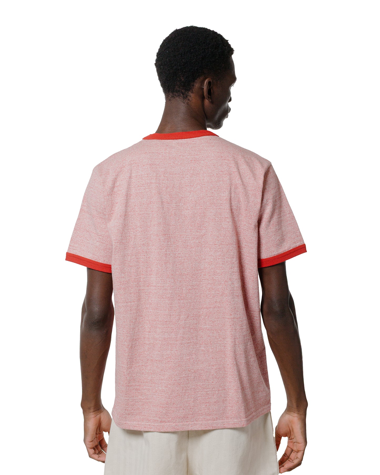 The Real McCoy's MC25014 Pocket Tee  Heather Color, Ringer Red