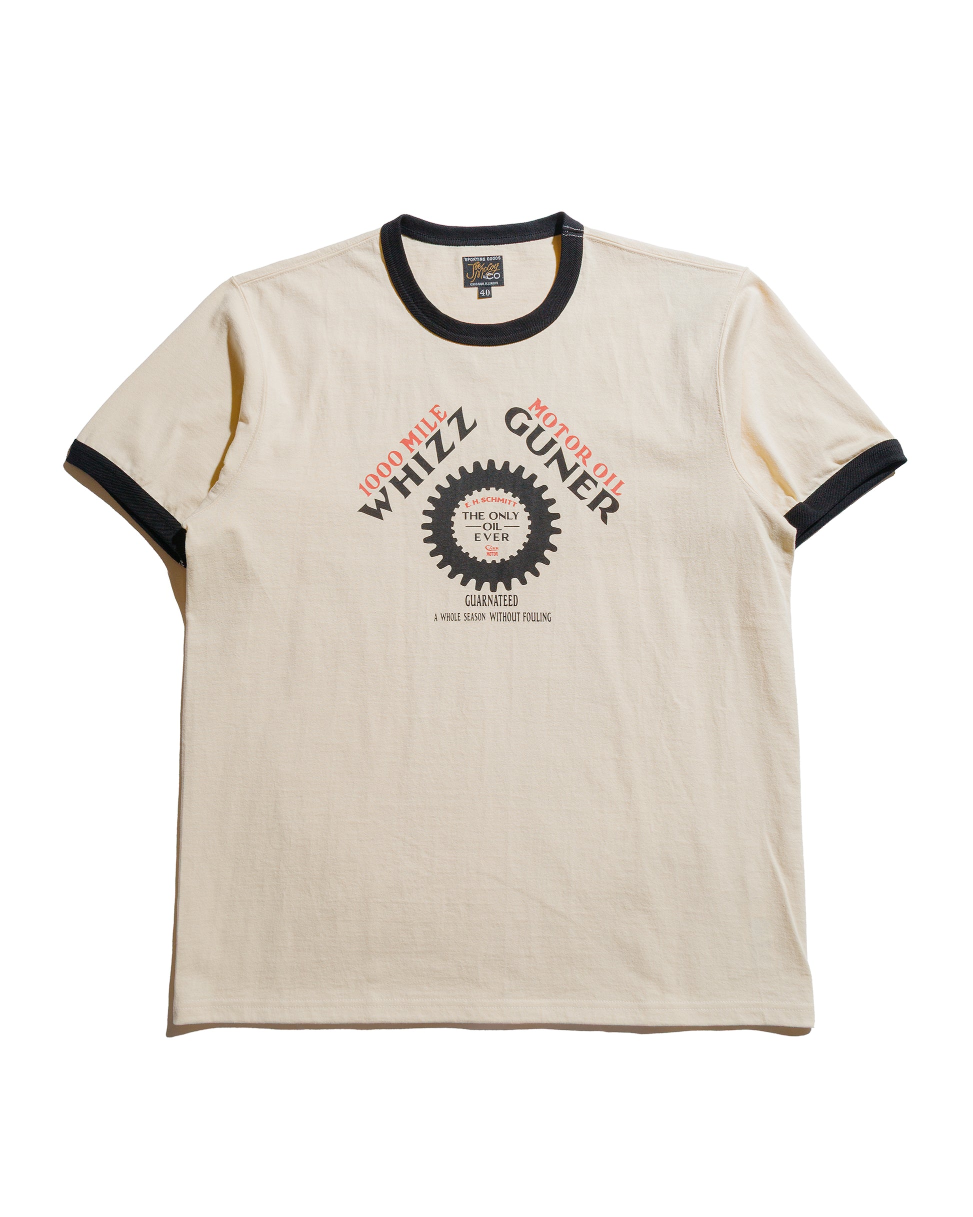 The Real McCoy's MC25016 Joe McCoy Tee  Whiz Gunner EcruBlack