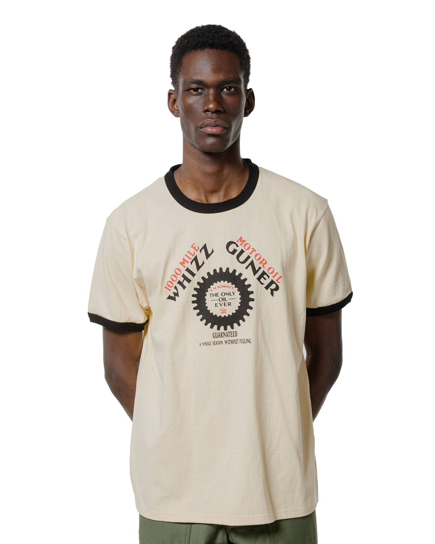 The Real McCoy's MC25016 Joe McCoy Tee  Whiz Gunner EcruBlack