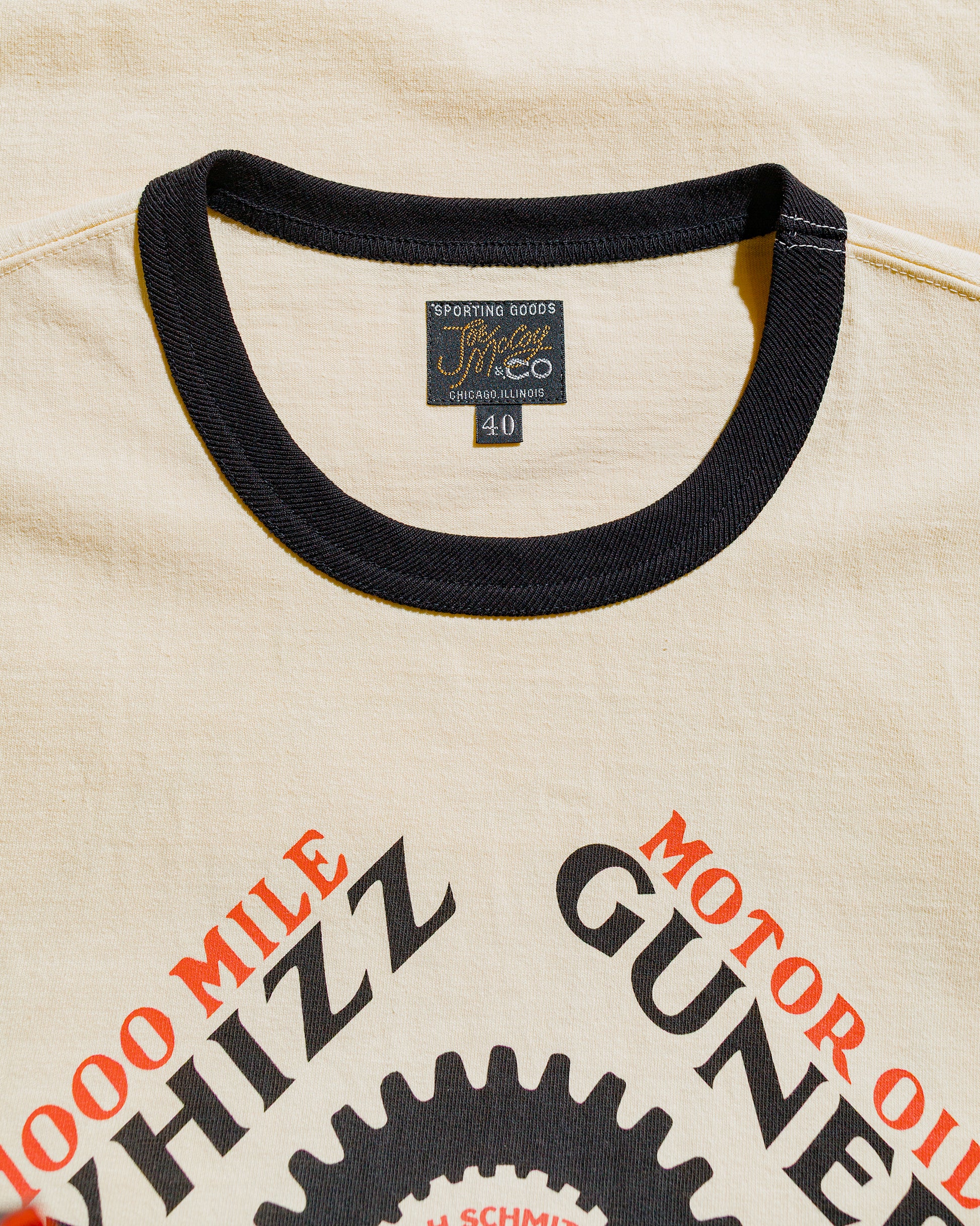 The Real McCoy's MC25016 Joe McCoy Tee  Whiz Gunner EcruBlack