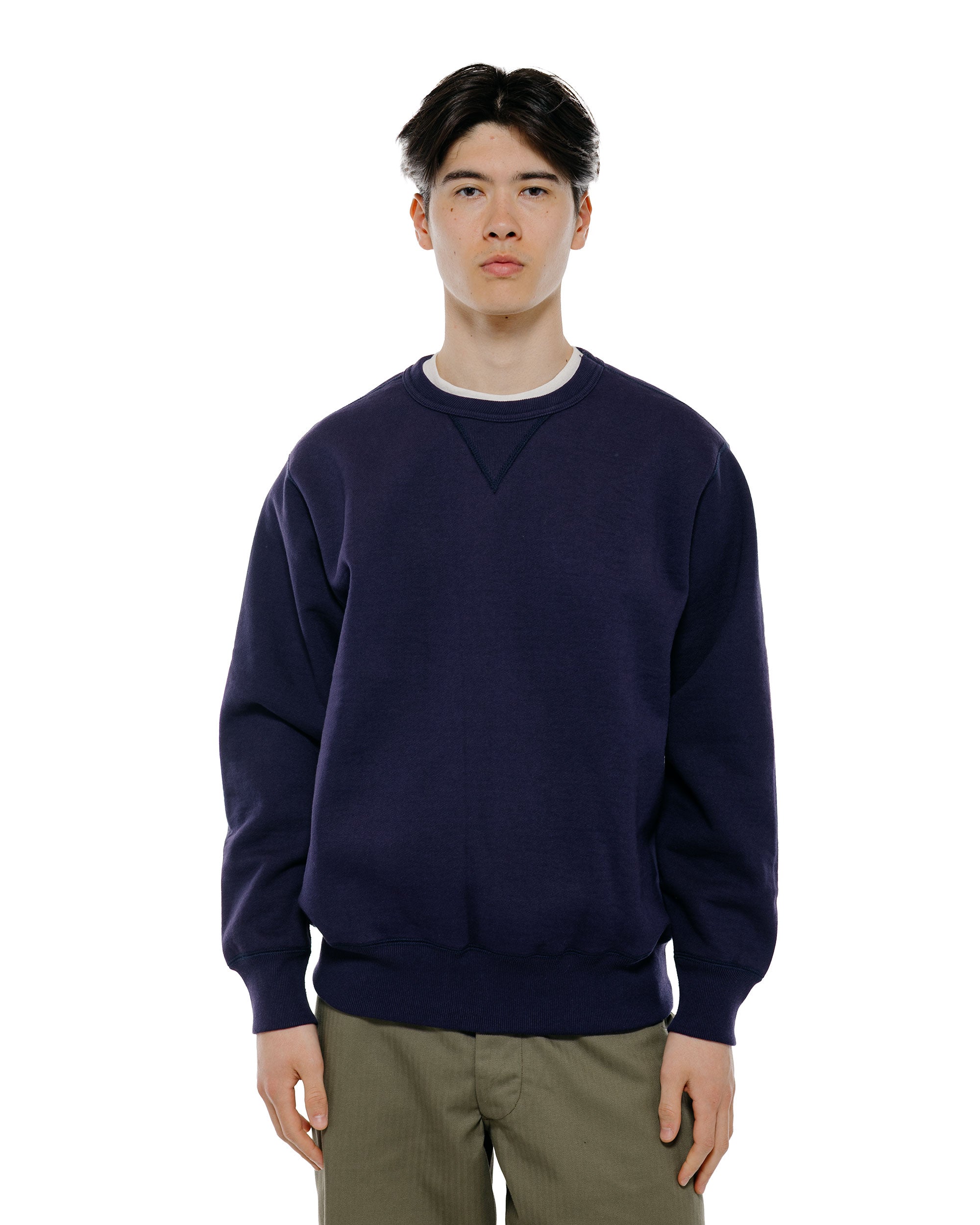 The Real McCoy's MC25104 12oz. Ball Park Crewneck Sweatshirt L. Navy