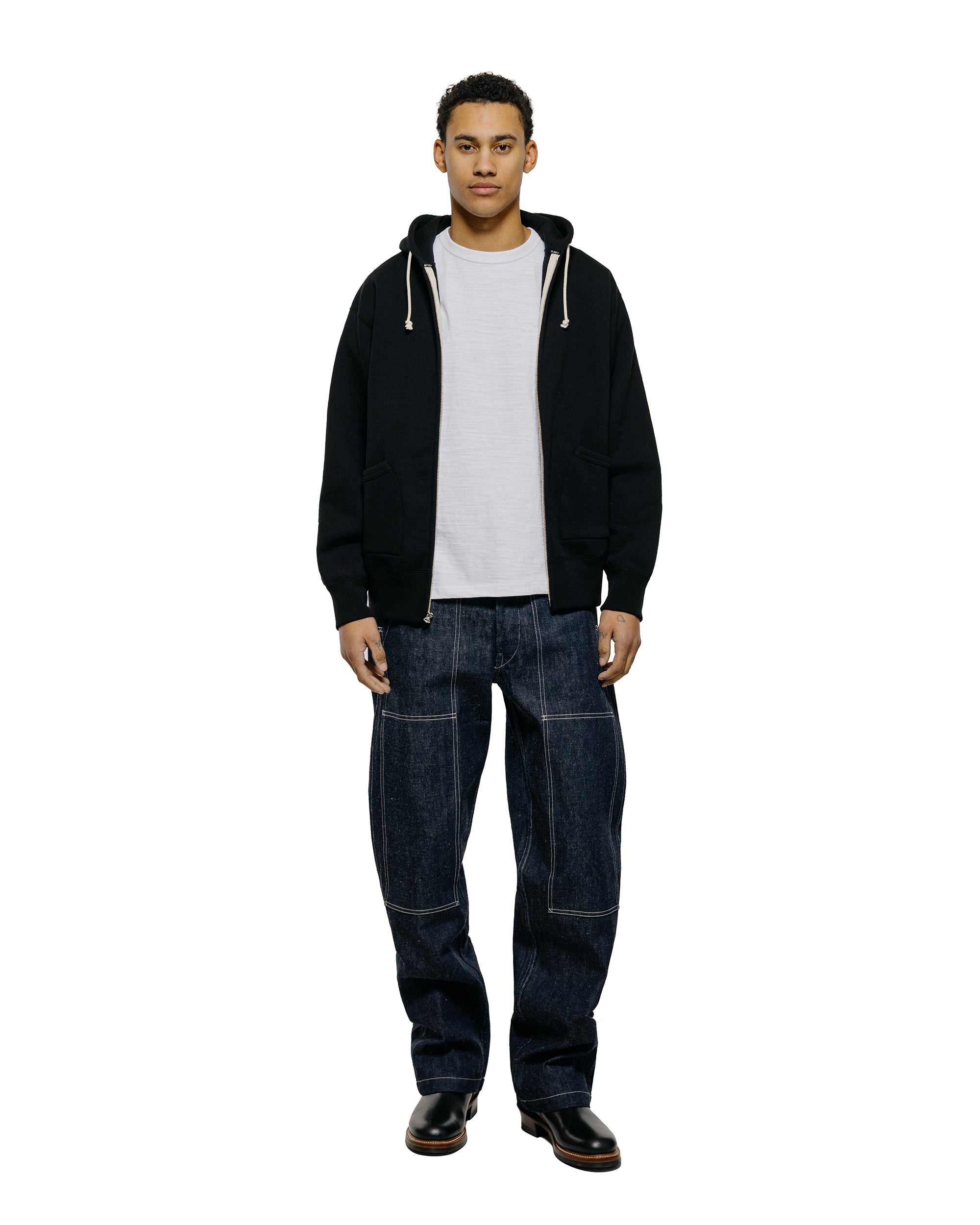 The Real McCoy's MC25106 12 Oz. Ball Park F/Z Hooded Sweatshirt Black