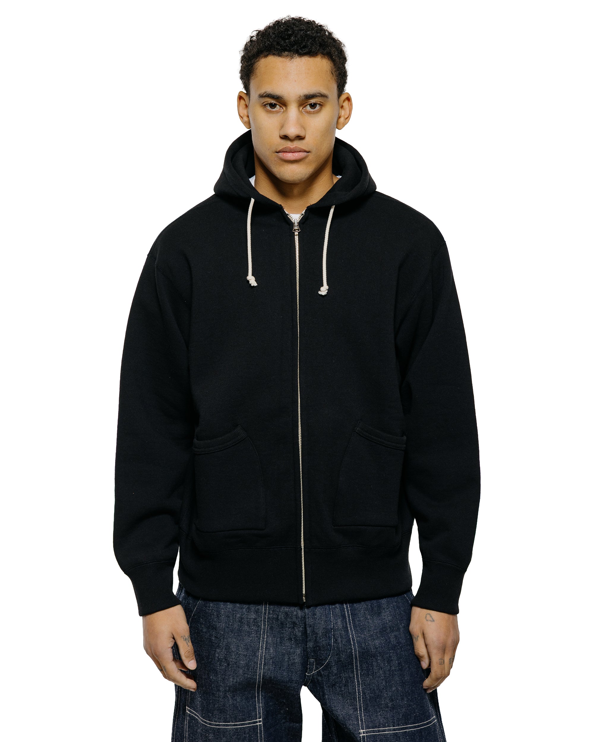 The Real McCoy's MC25106 12 Oz. Ball Park F/Z Hooded Sweatshirt Black
