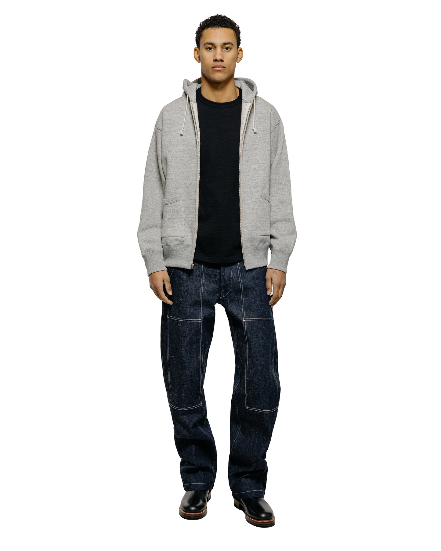 The Real McCoy’s MC25106 12 Oz. Ball Park FZ Hooded Sweatshirt M.Gray