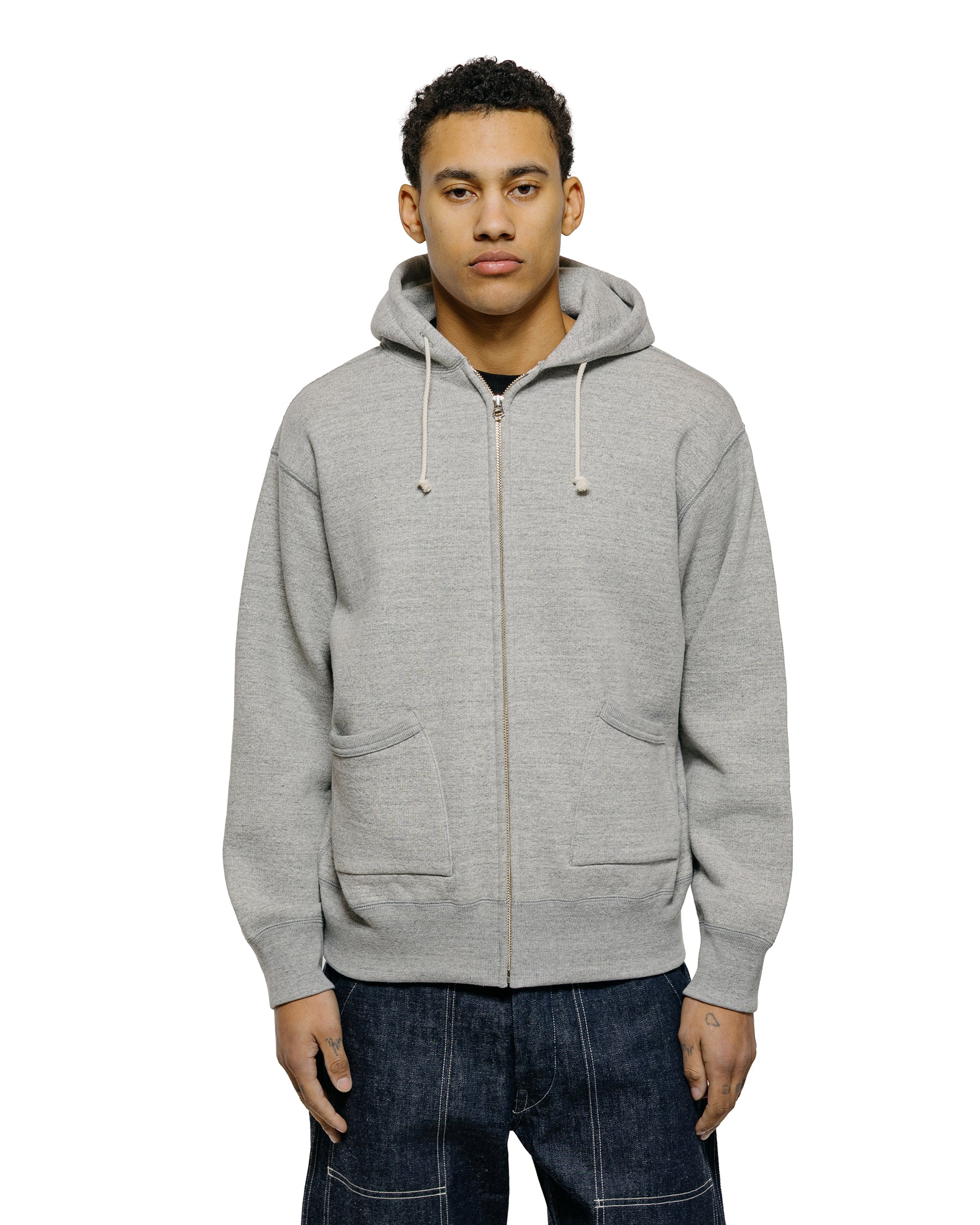 The Real McCoy’s MC25106 12 Oz. Ball Park FZ Hooded Sweatshirt M.Gray
