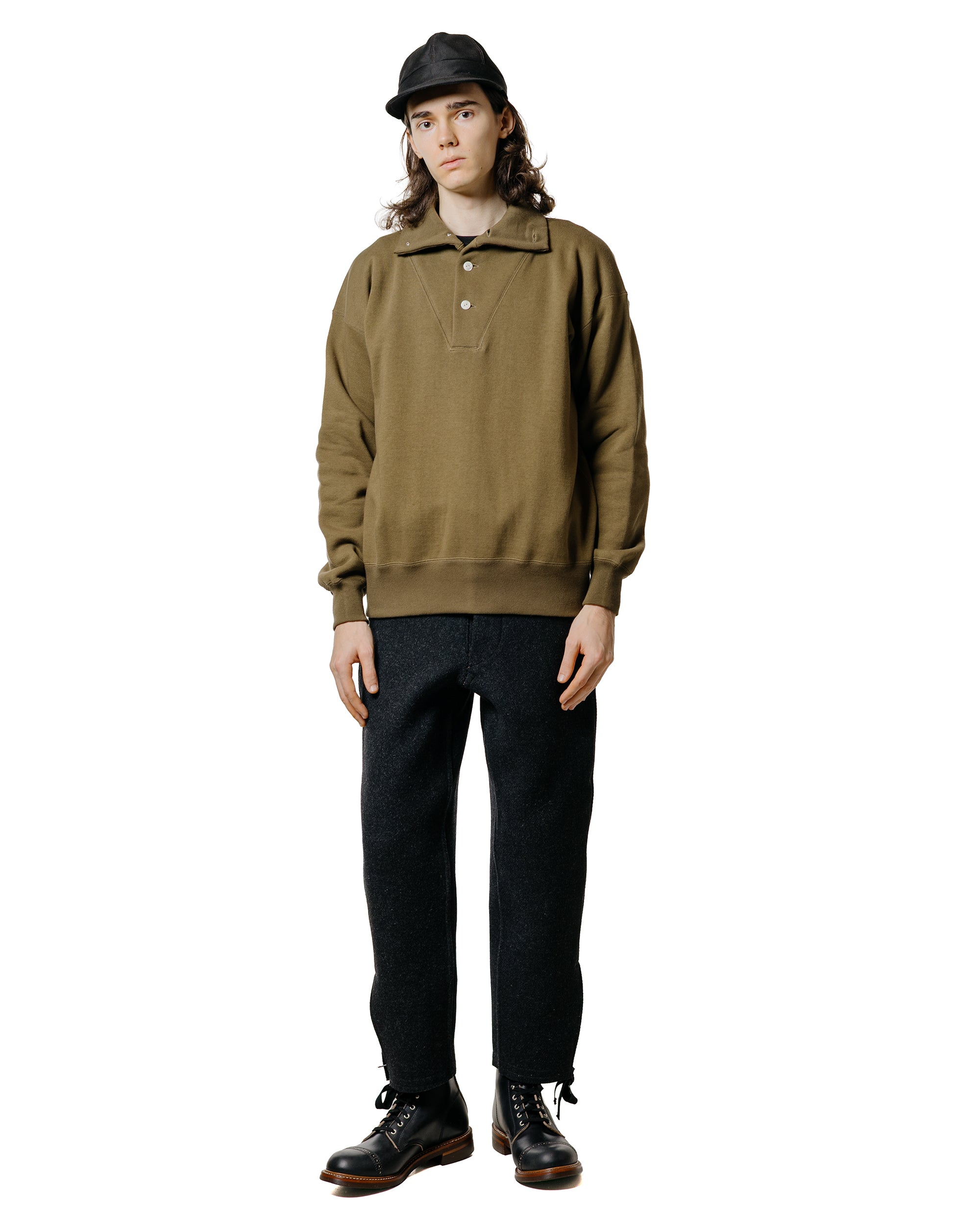 The Real McCoy's MC25110 10 oz. Loopwheel Cruiser Sweatshirt Olive