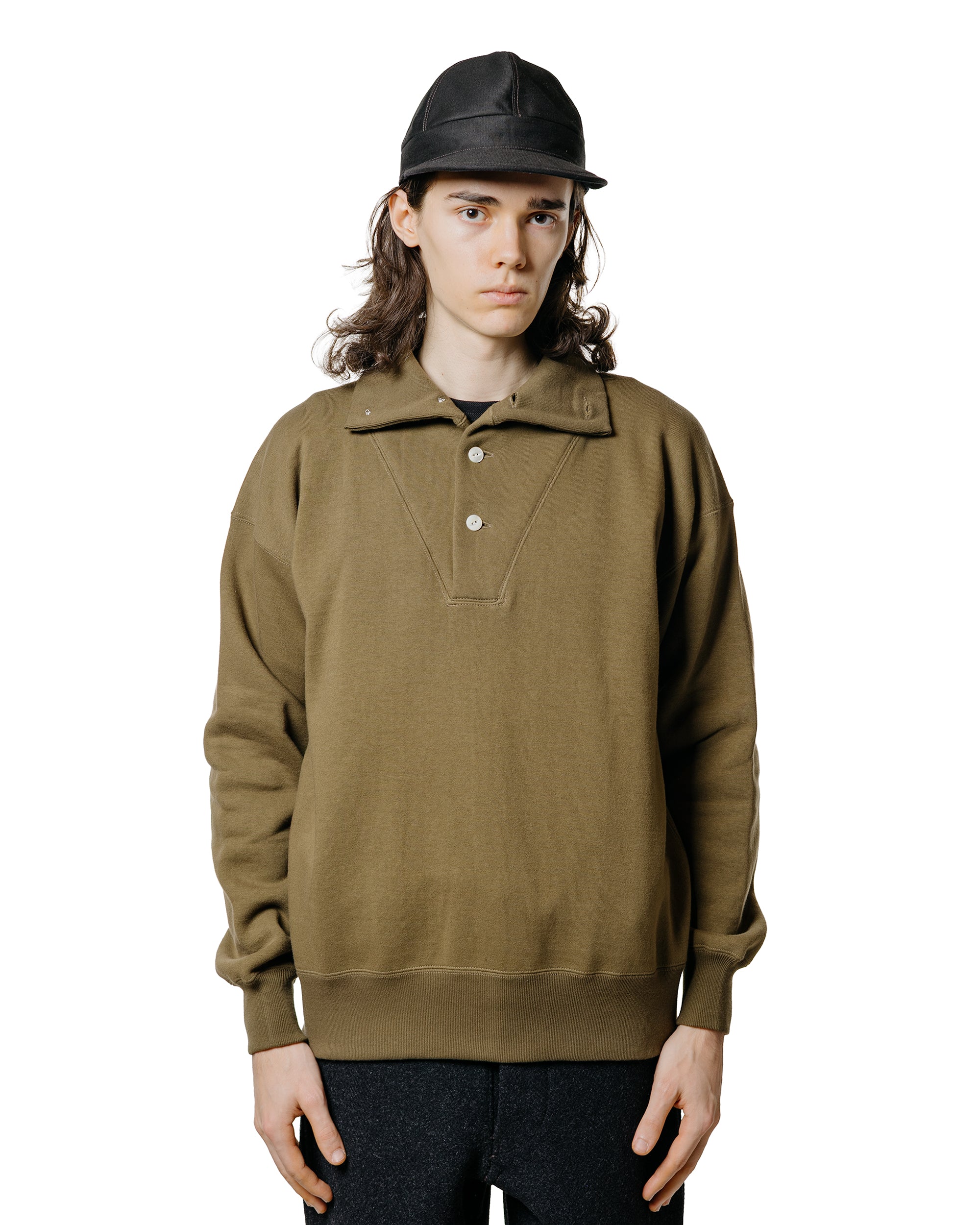 The Real McCoy's MC25110 10 oz. Loopwheel Cruiser Sweatshirt Olive