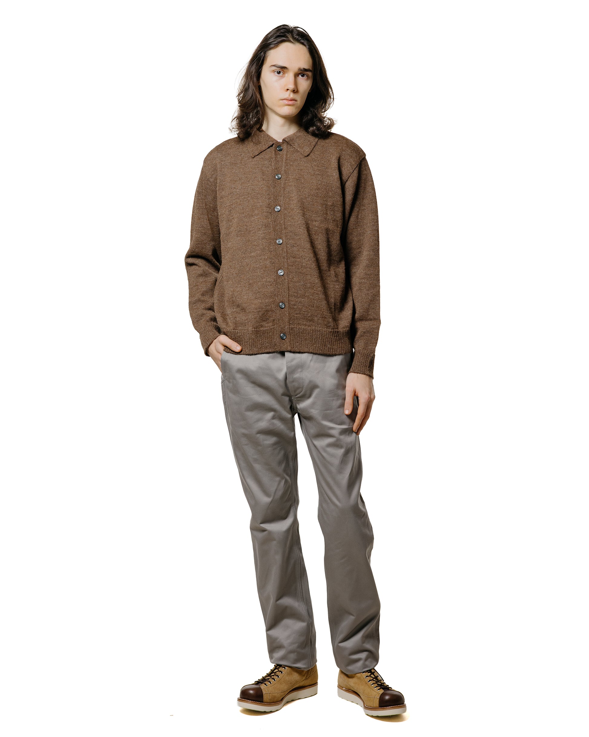 The Real McCoy's MC25111 Alpaca Collar Knit Cardigan Brown