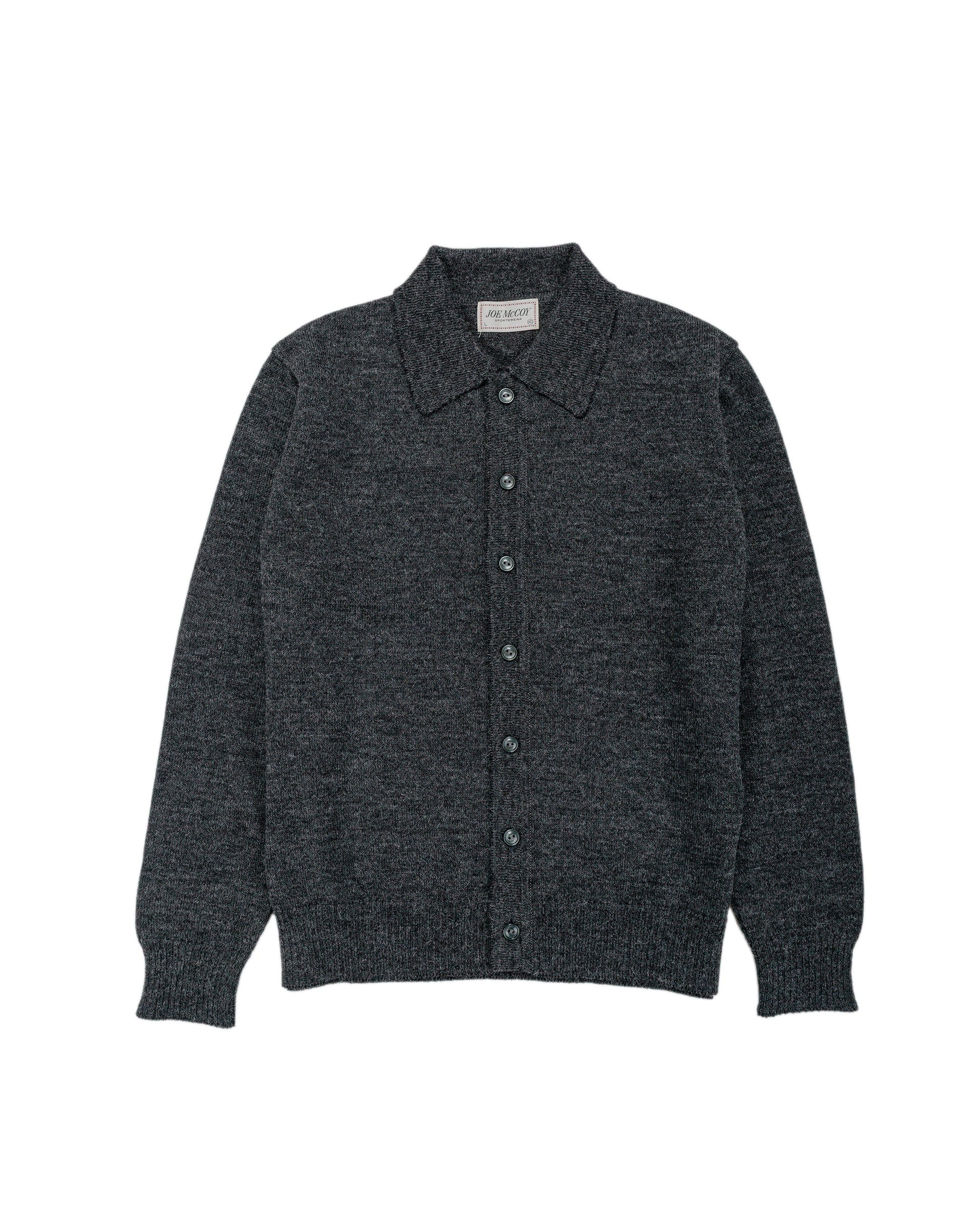 The Real McCoy's MC25111 Alpaca Collar Knit Cardigan Charcoal
