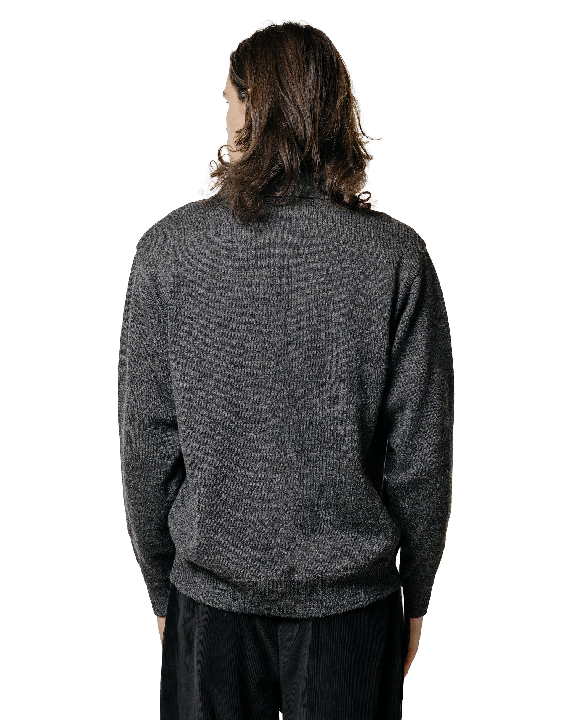 The Real McCoy's MC25111 Alpaca Collar Knit Cardigan Charcoal