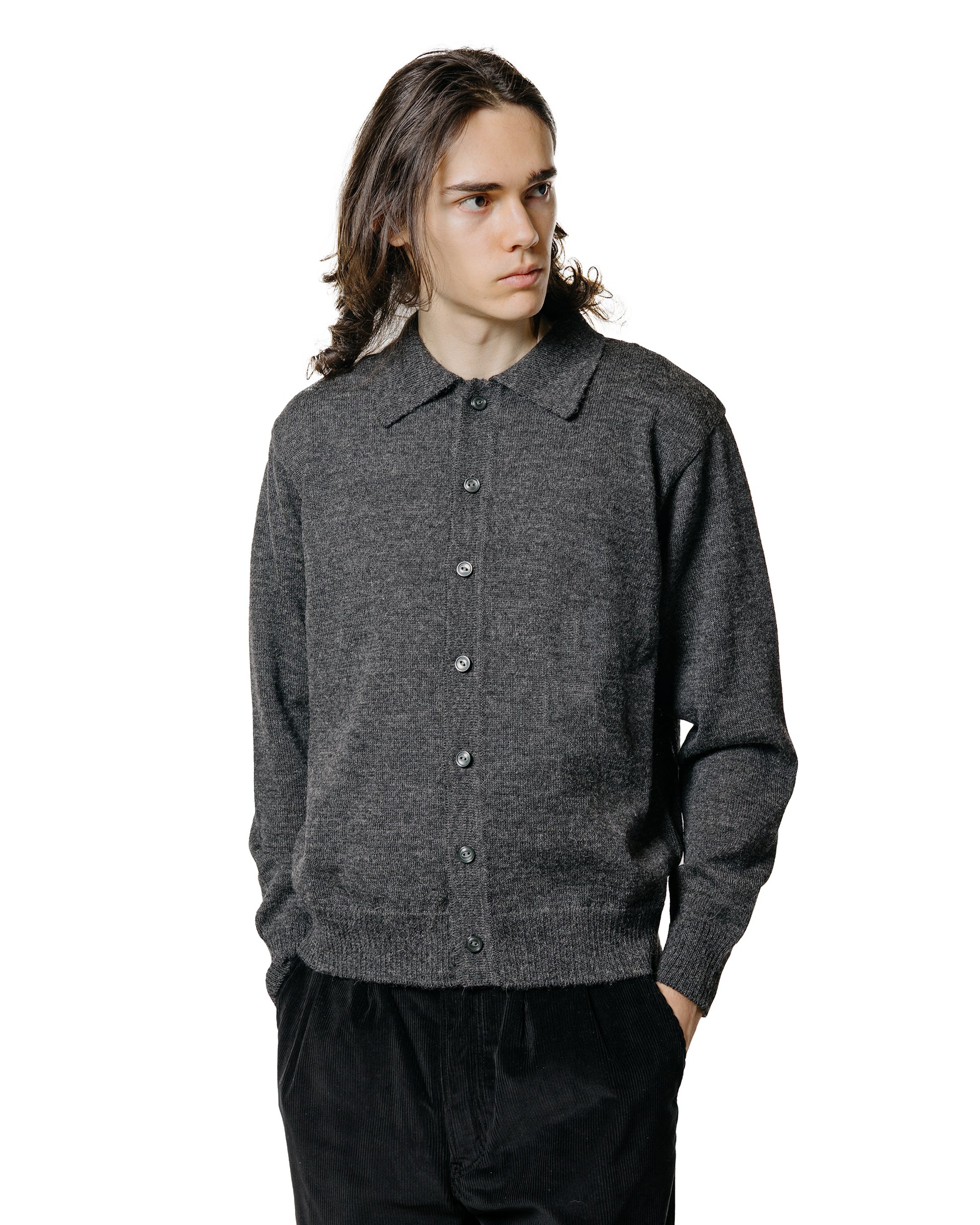 The Real McCoy's MC25111 Alpaca Collar Knit Cardigan Charcoal