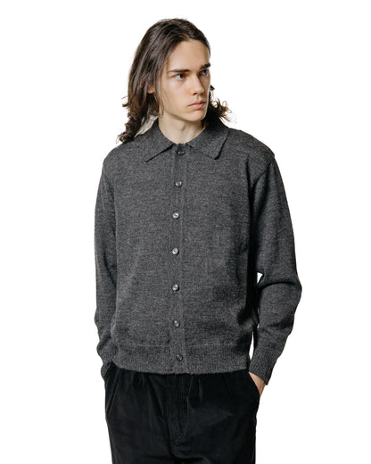 The Real McCoy's MC25111 Alpaca Collar Knit Cardigan Charcoal