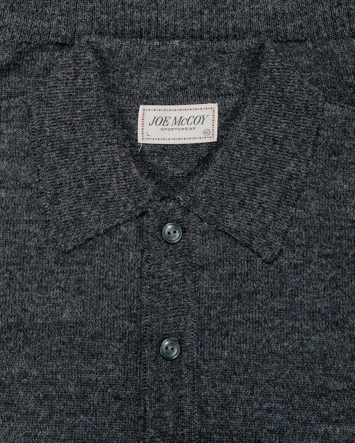 The Real McCoy's MC25111 Alpaca Collar Knit Cardigan Charcoal