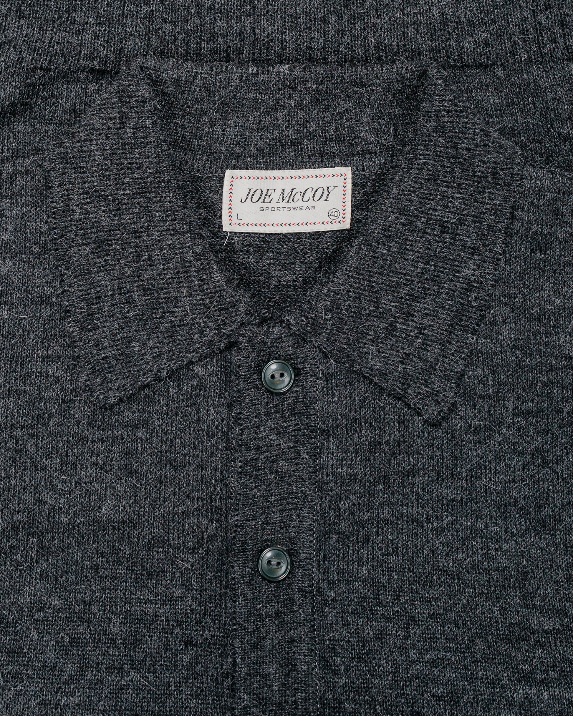 The Real McCoy's MC25111 Alpaca Collar Knit Cardigan Charcoal