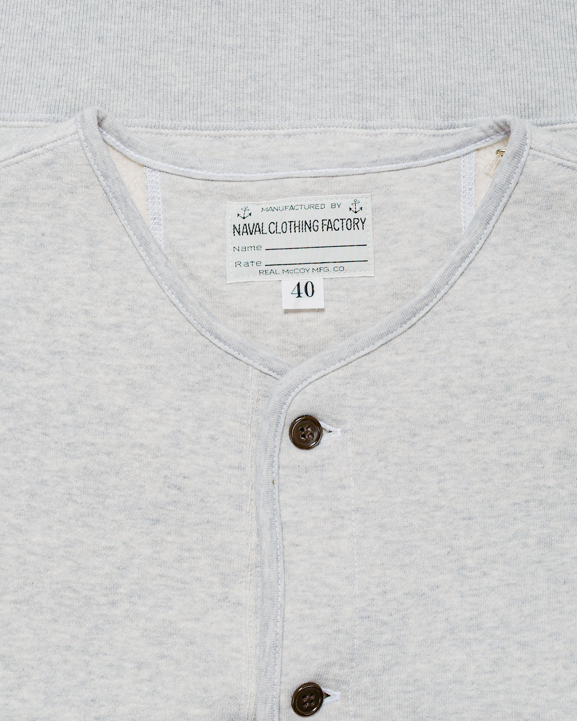 The Real McCoy's MC25112 U.S.N. Cotton Cardigan Snow Grey
