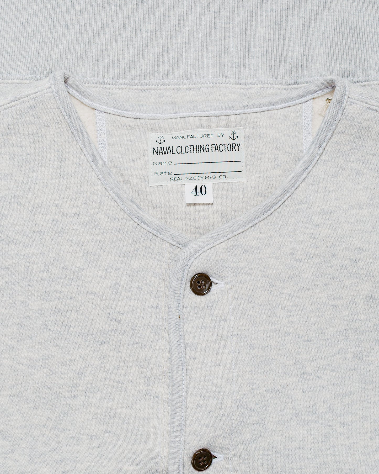 The Real McCoy’s MC25112 U.S.N. Cotton Cardigan Snow Grey