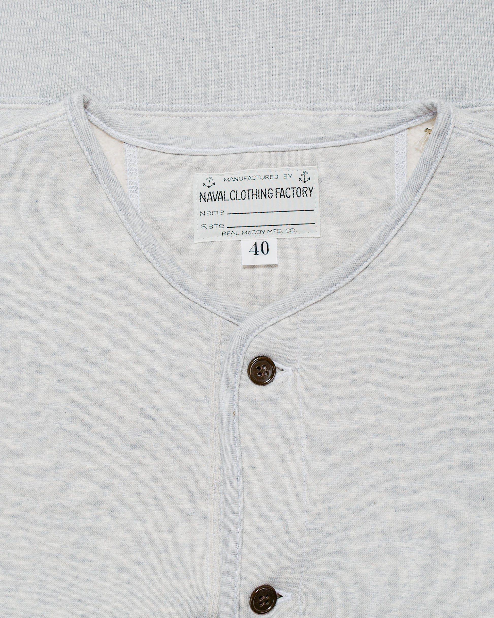 The Real McCoy’s MC25112 U.S.N. Cotton Cardigan Snow Grey