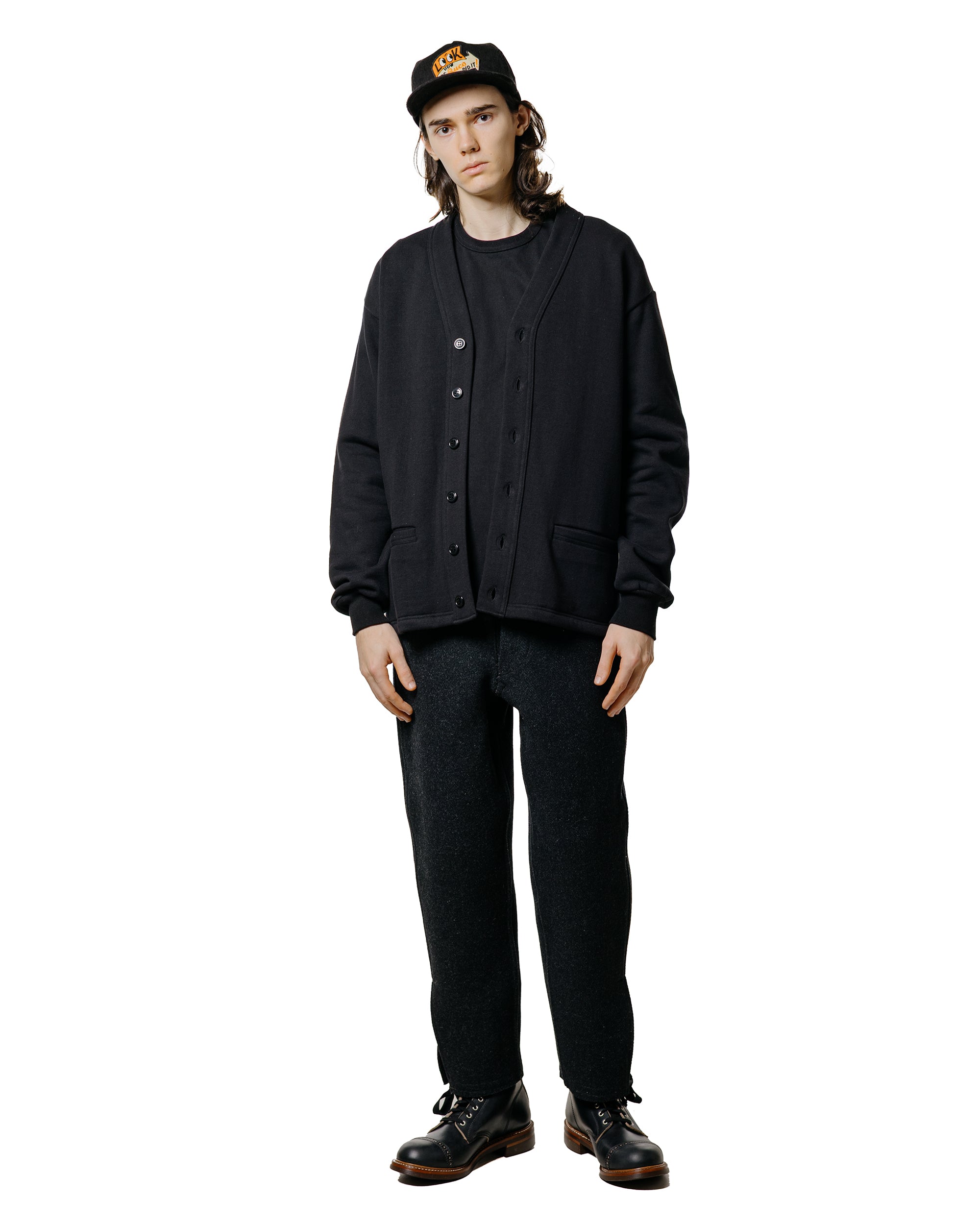 The Real McCoy's MC25115 10oz. Loopwheel Sweatshirt Cardigan Black