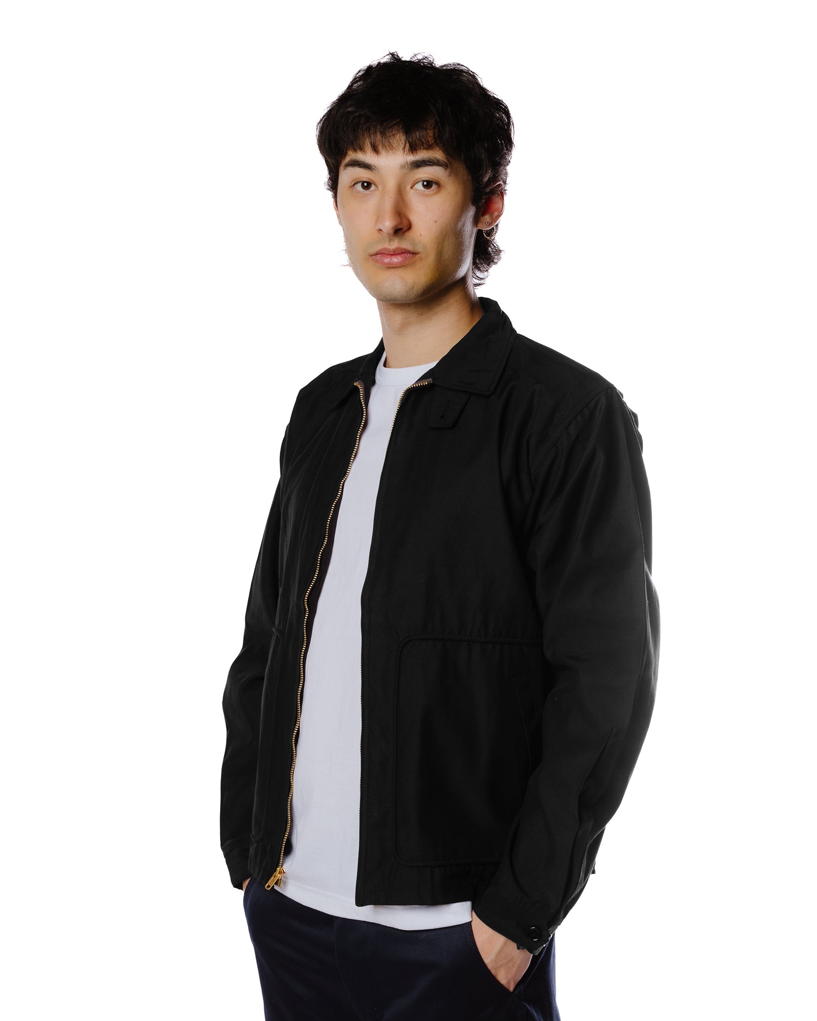 The Real McCoy's MJ23016 All-Weather Swing Jacket Black Model Front