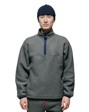 The Real McCoy's MJ23114 Snap Front Pull-Over Fleece Grey model front
