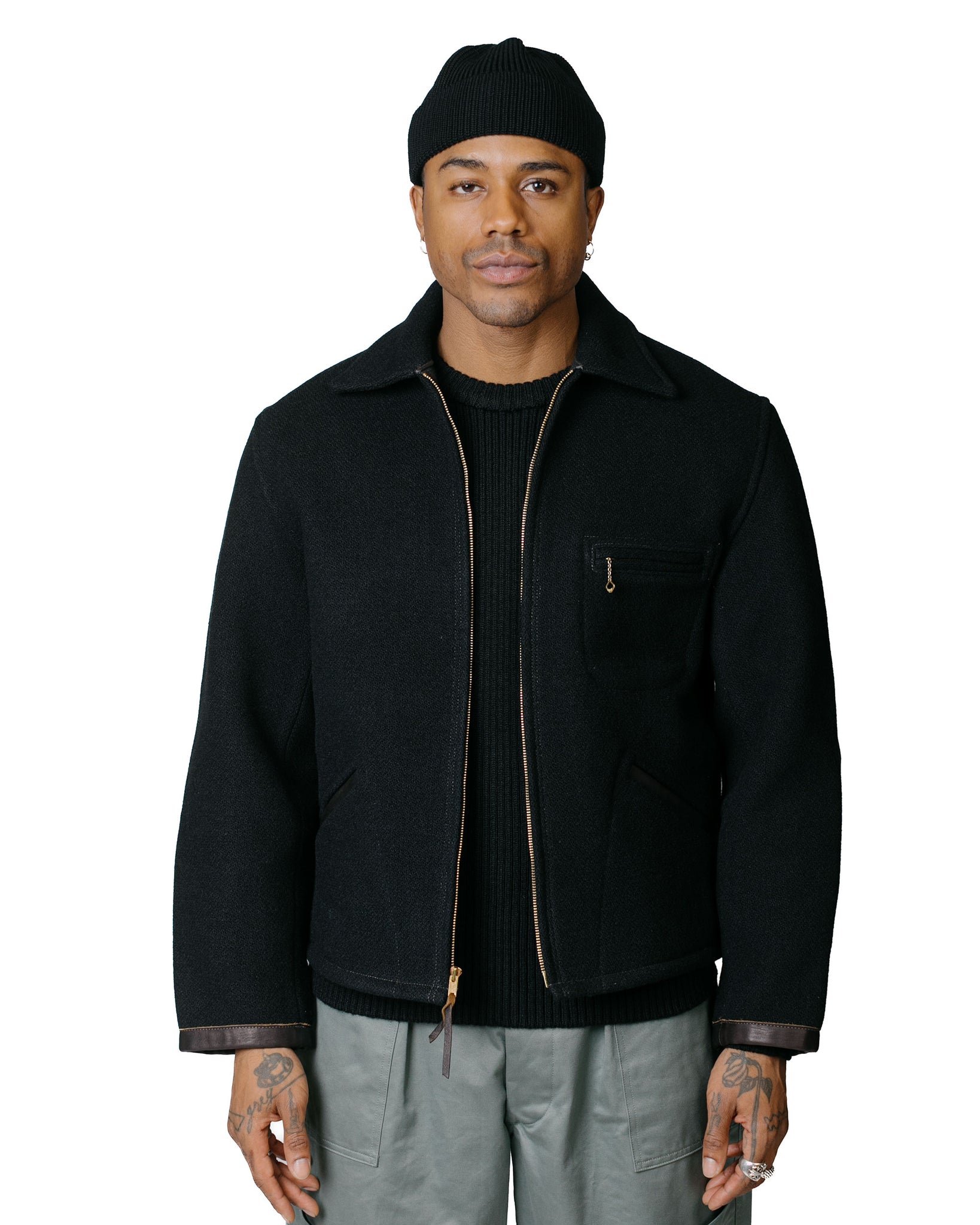 The Real McCoy's MJ23118 Wool Field Sports Jacket Black model front