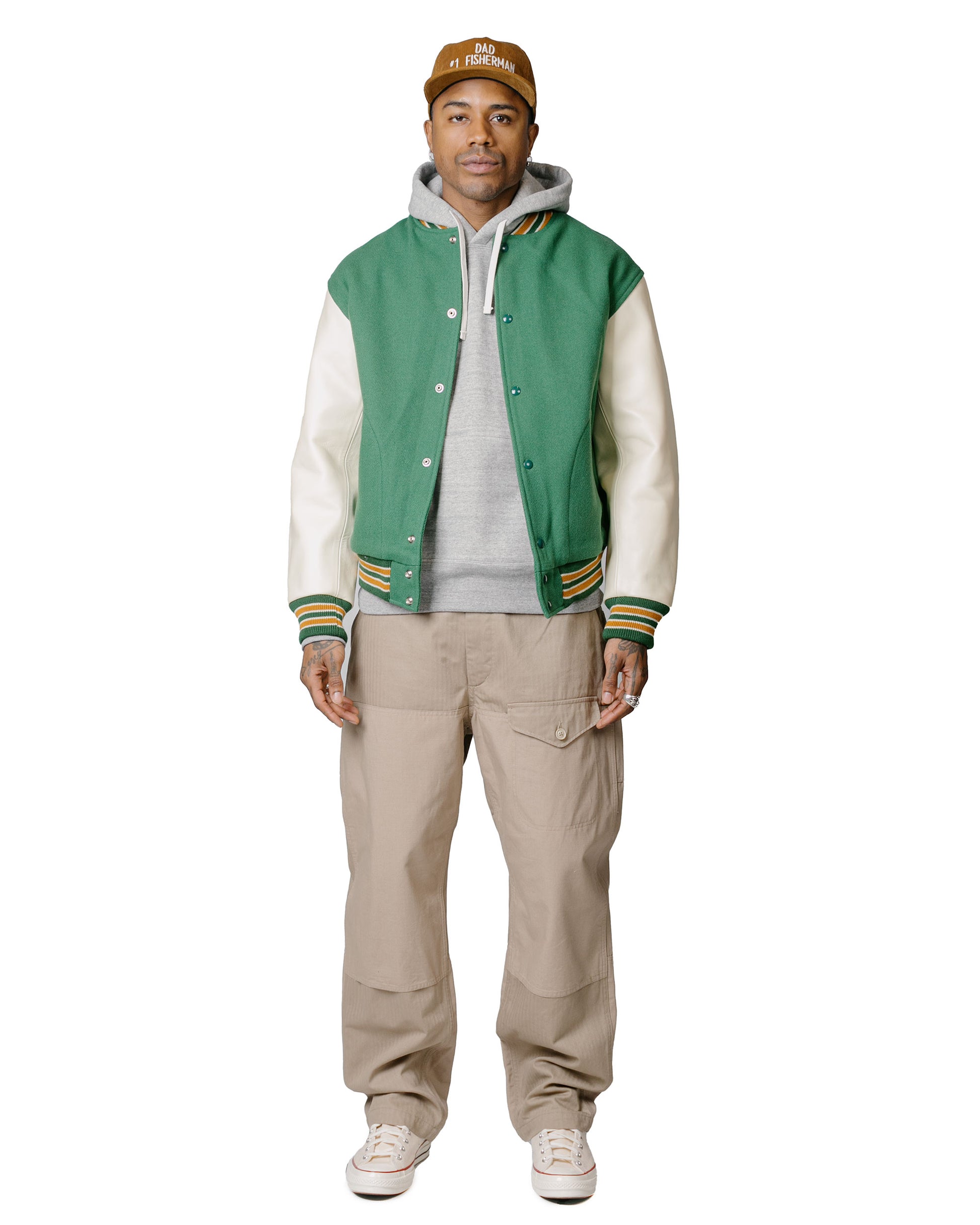 The Real McCoy's MJ23120 Wool Varsity Jacket Shamrock model full