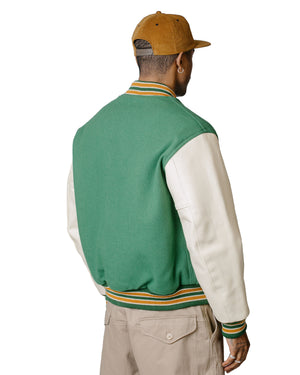 The Real McCoy's MJ23120 Wool Varsity Jacket Shamrock model back