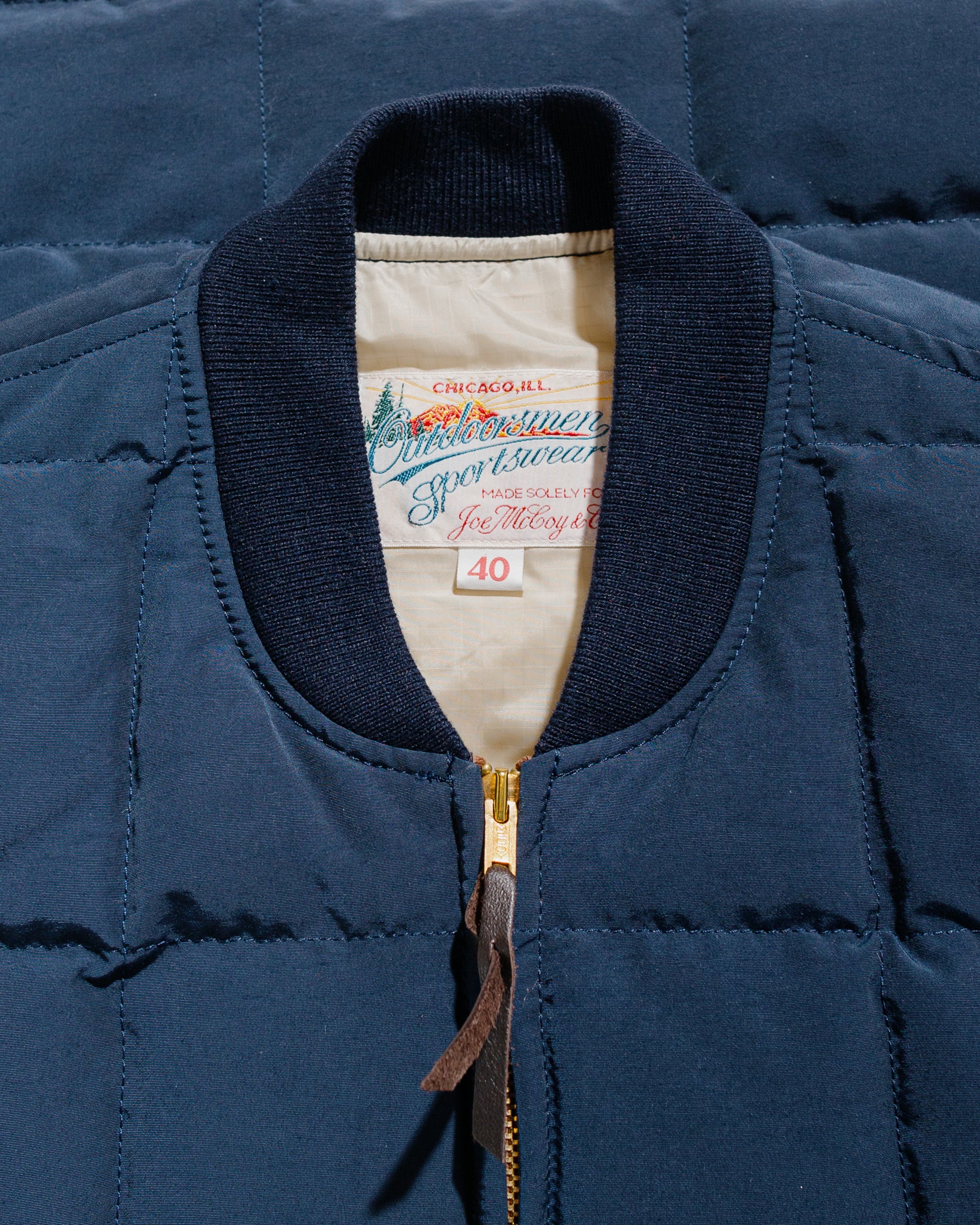 The Real McCoy's MJ24110 CottonNylon Down Vest Navy collar