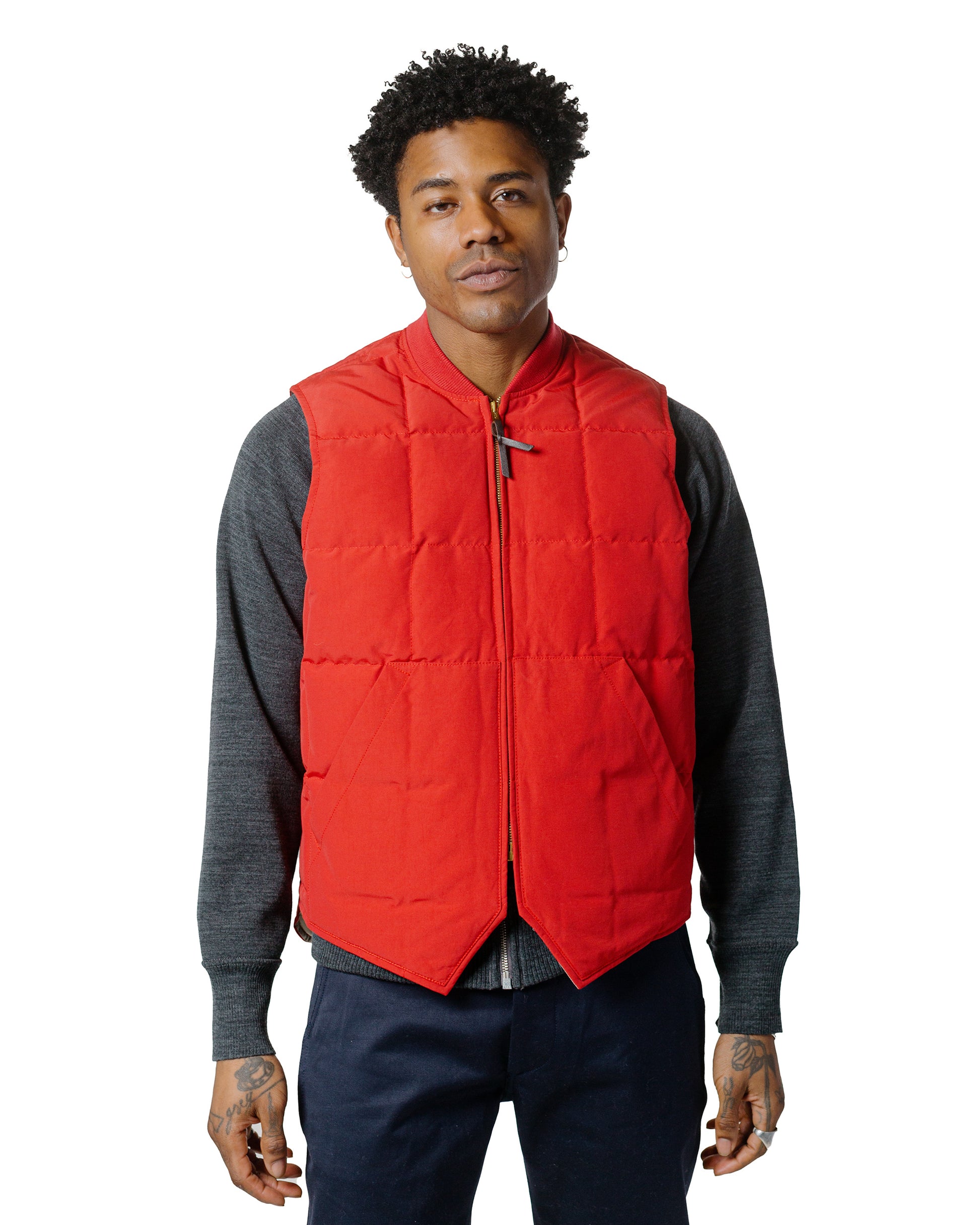 The Real McCoy's MJ24110 Cotton/Nylon Down Vest Red