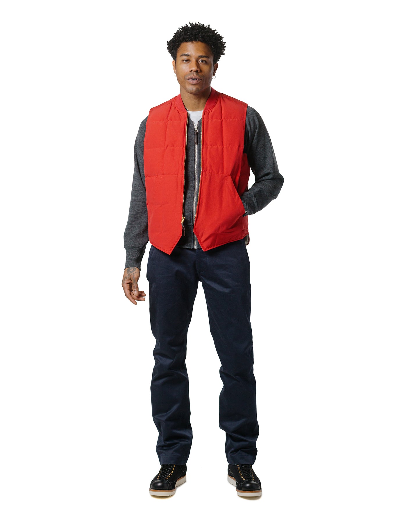 The Real McCoy's MJ24110 Cotton/Nylon Down Vest Red