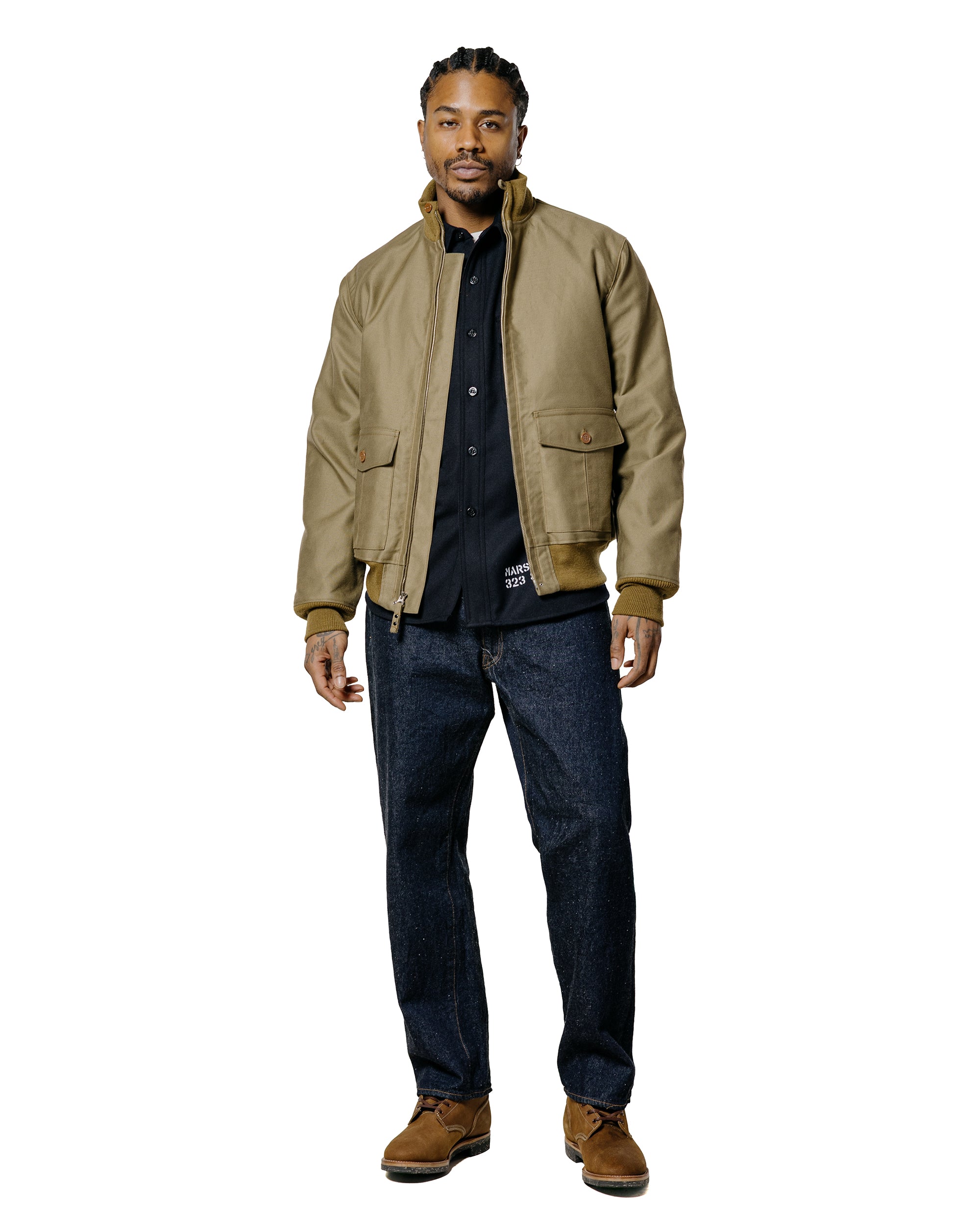 極美品 ラシュモン ミリタリーブルゾン ワイドスリーブ ベージュカーキ 日本製 JRD MADE IN JAPAN ZIP BLOUSON BACK MESH CORDUR