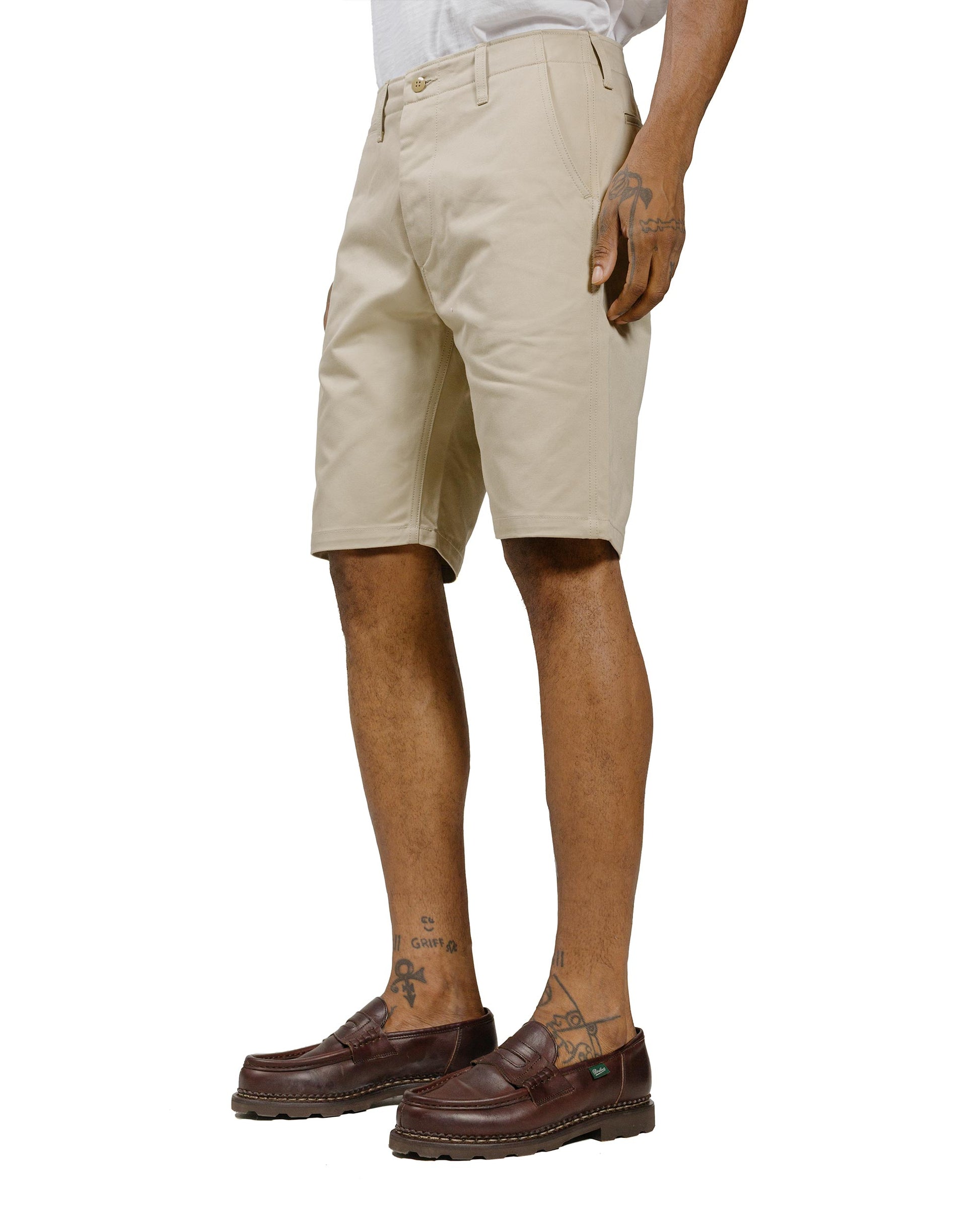 The Real McCoy's MP20018 Joe McCoy Chino Shorts Beige model front