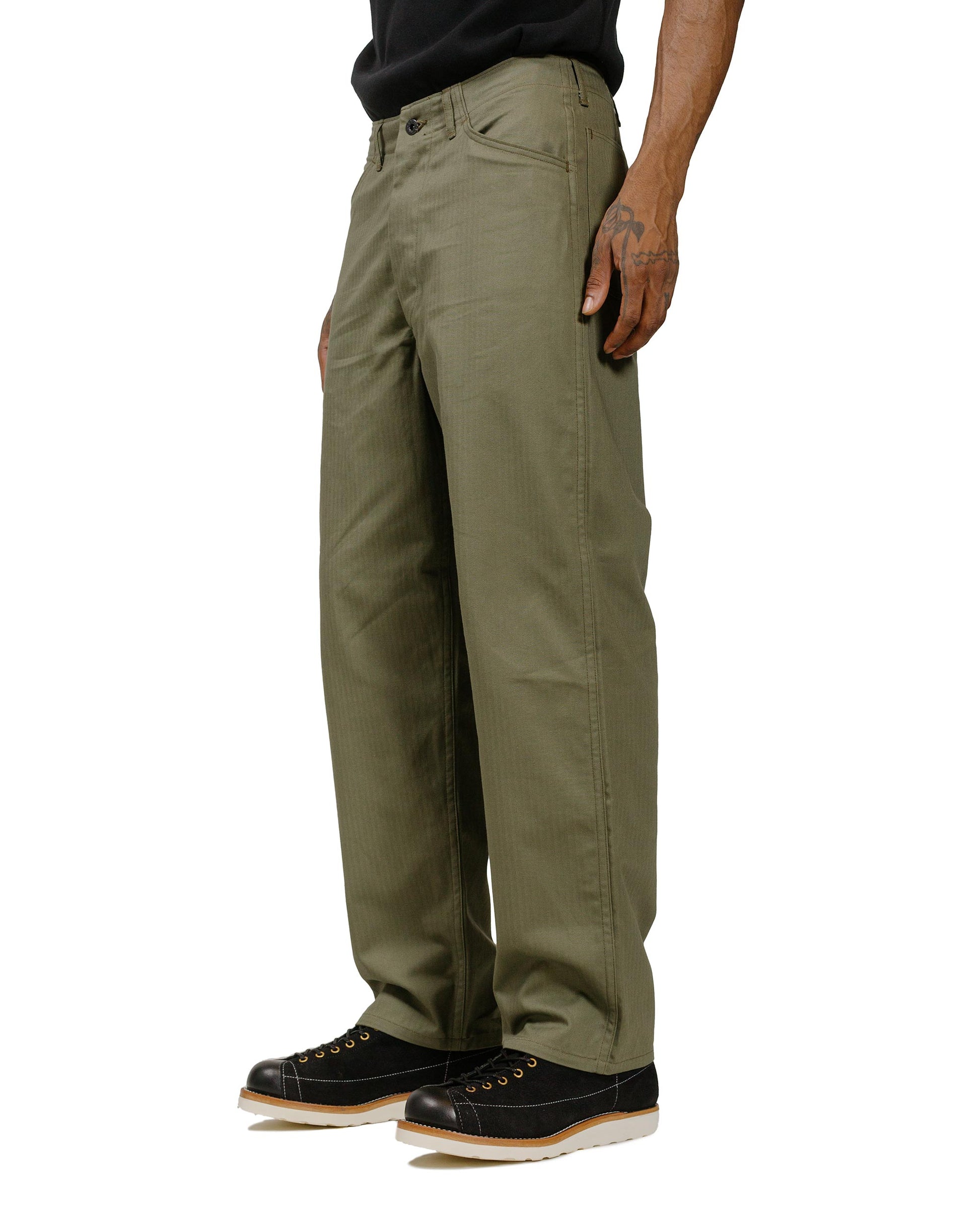 The Real McCoy's MP22007 Trousers, Utility N-3 (Model 220) Olive model front