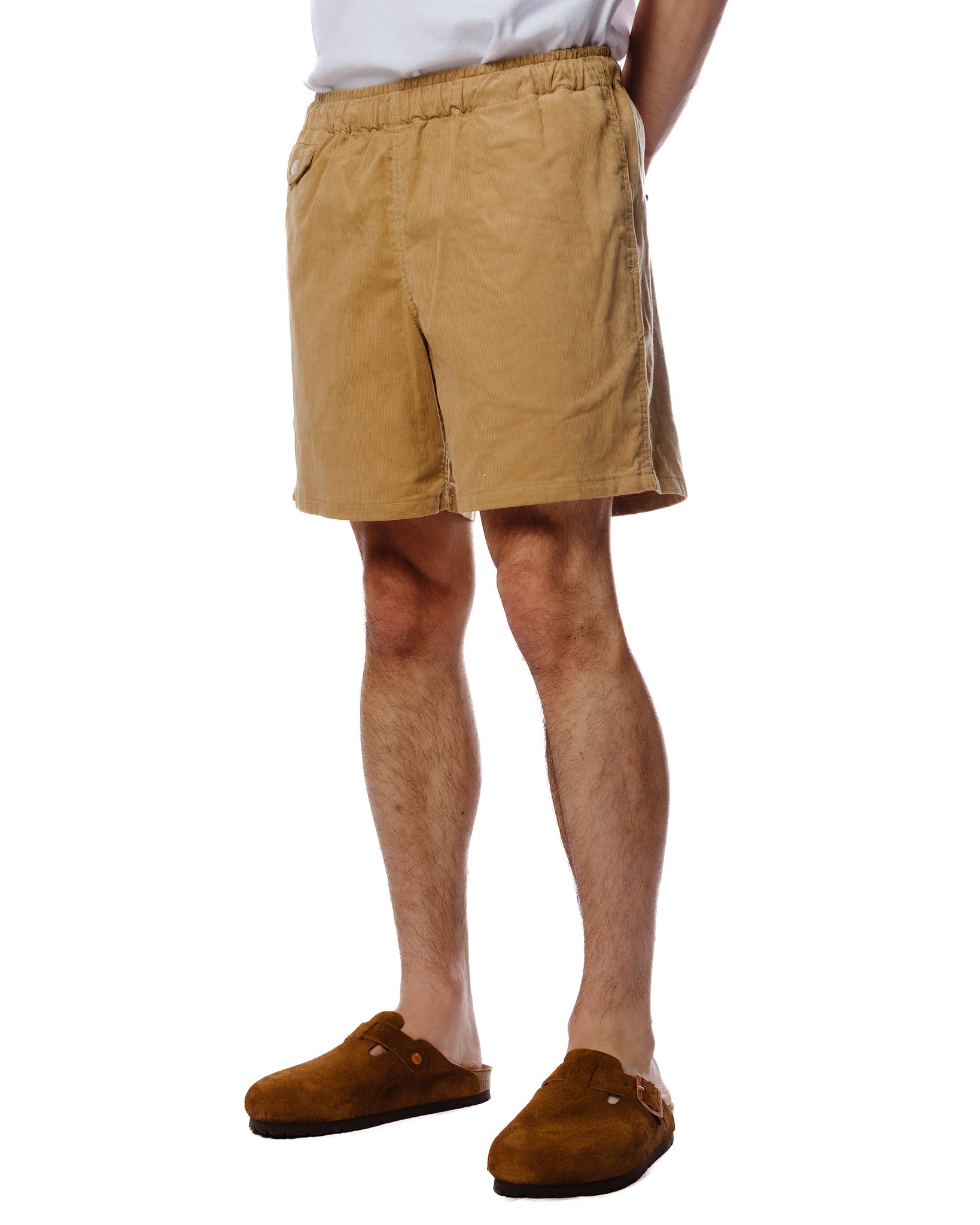 The Real McCoy's MP23014 Summer Corduroy Swim Shorts Beige Model Front