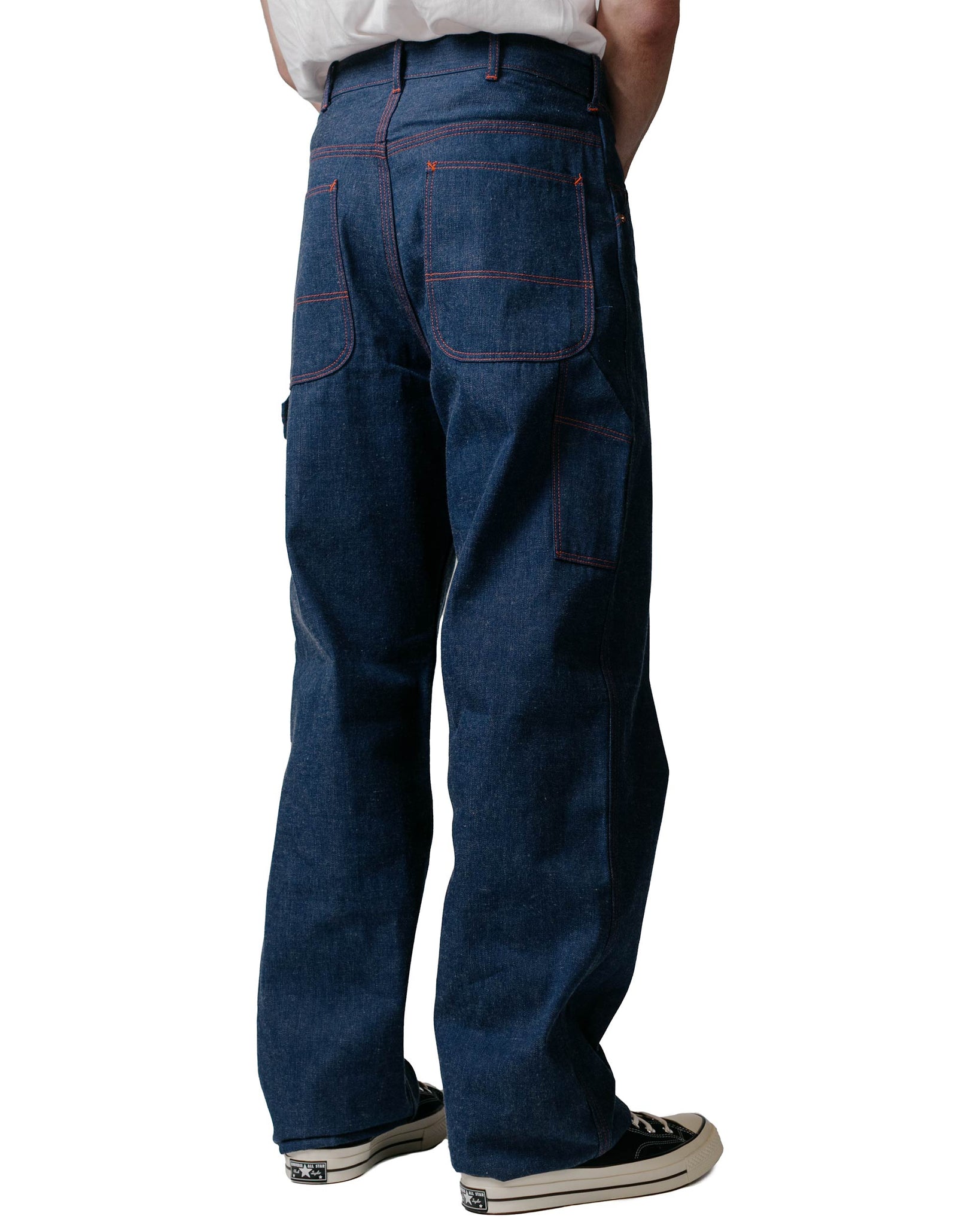 The Real McCoy's MP23016 Triple-Stitched Denim Work Trousers Indigo Model Back