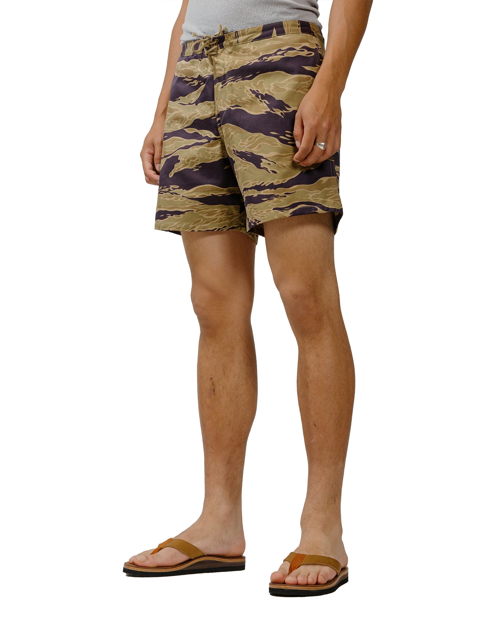 The Real McCoy's MP24002 Tiger Camouflage Swim Shorts / Advisor Khaki model front
