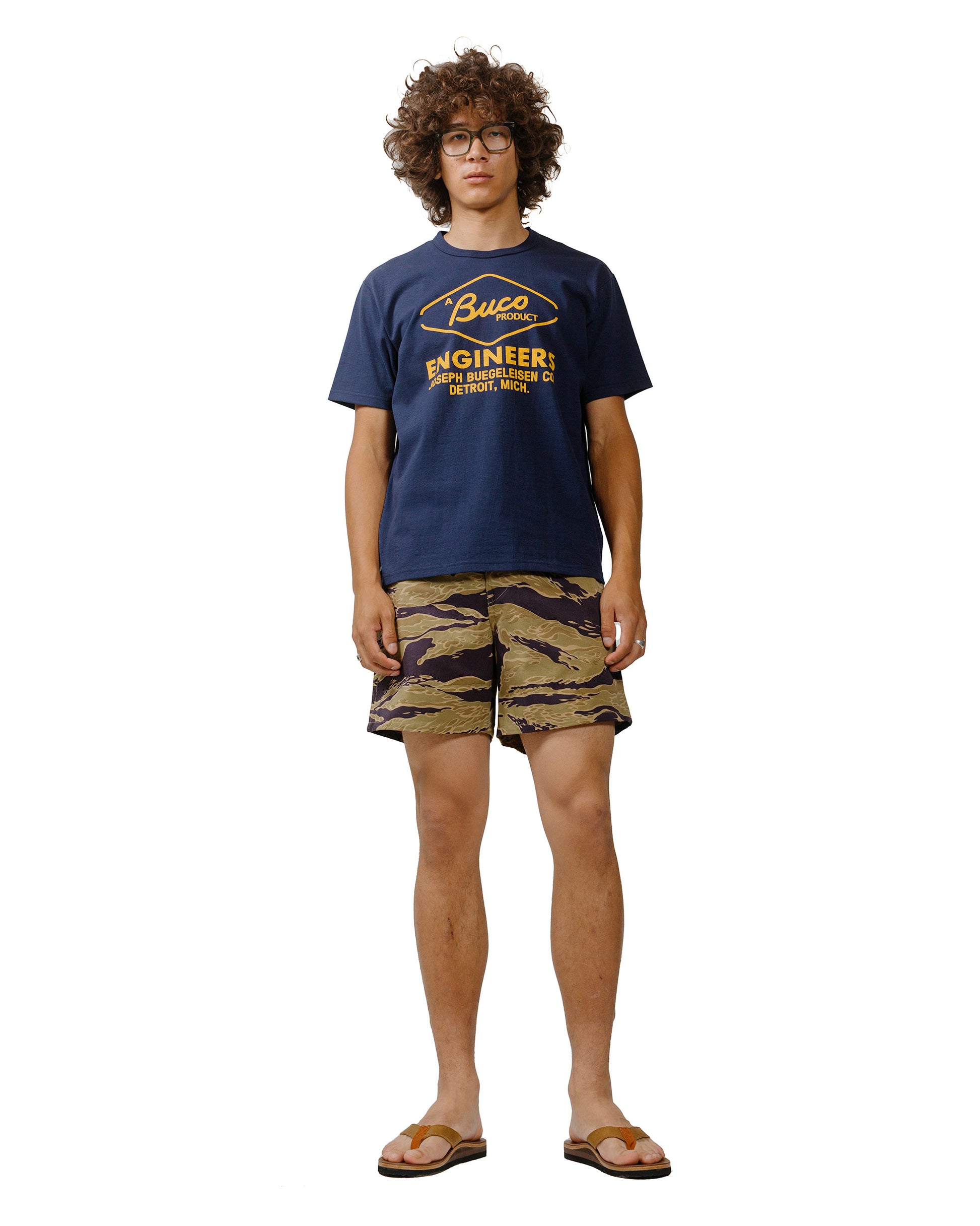 The Real McCoy's MP24002 Tiger Camouflage Swim Shorts / Advisor Khaki model full