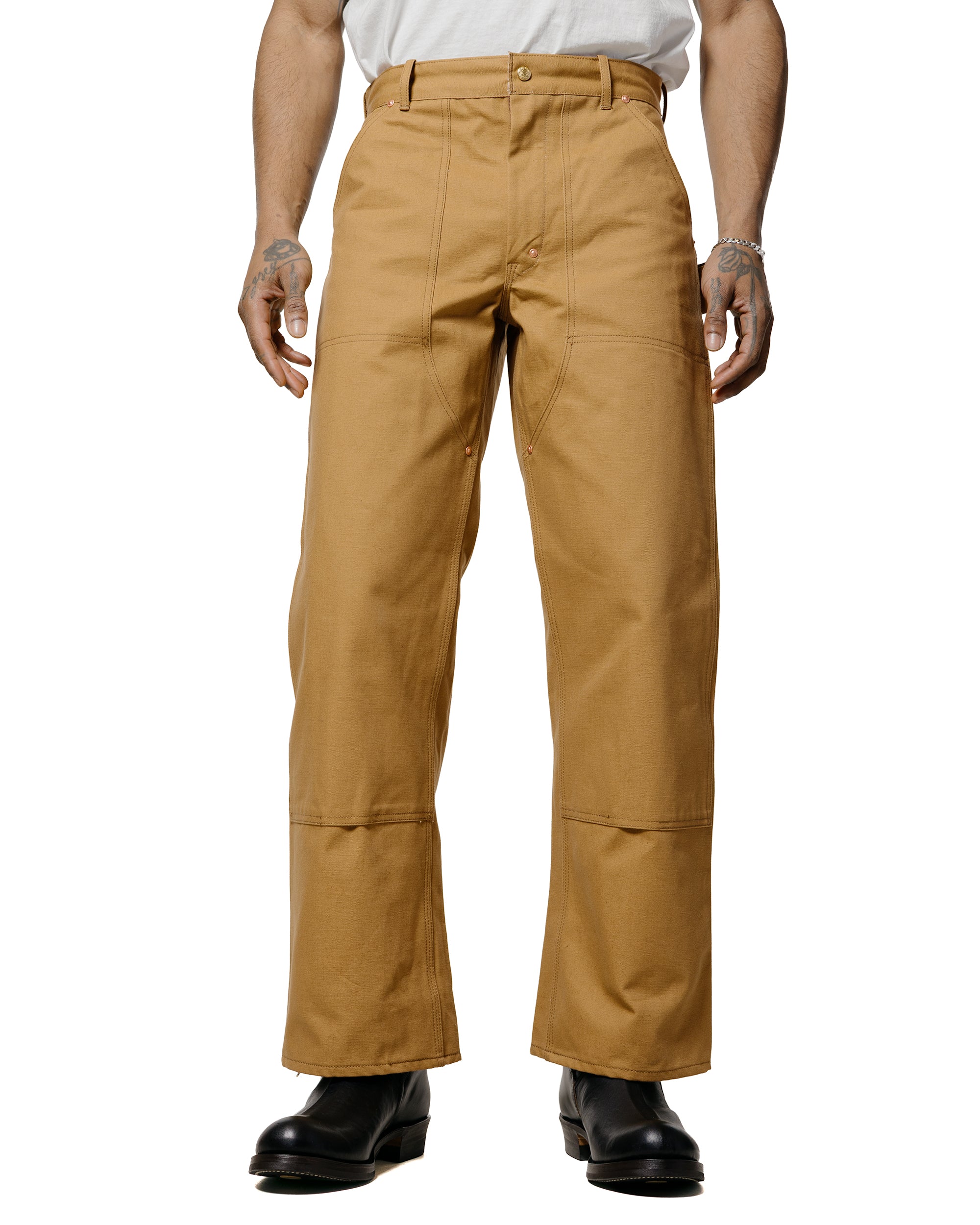 The Real McCoy's MP25102 Double-Knee Work Trousers Brown