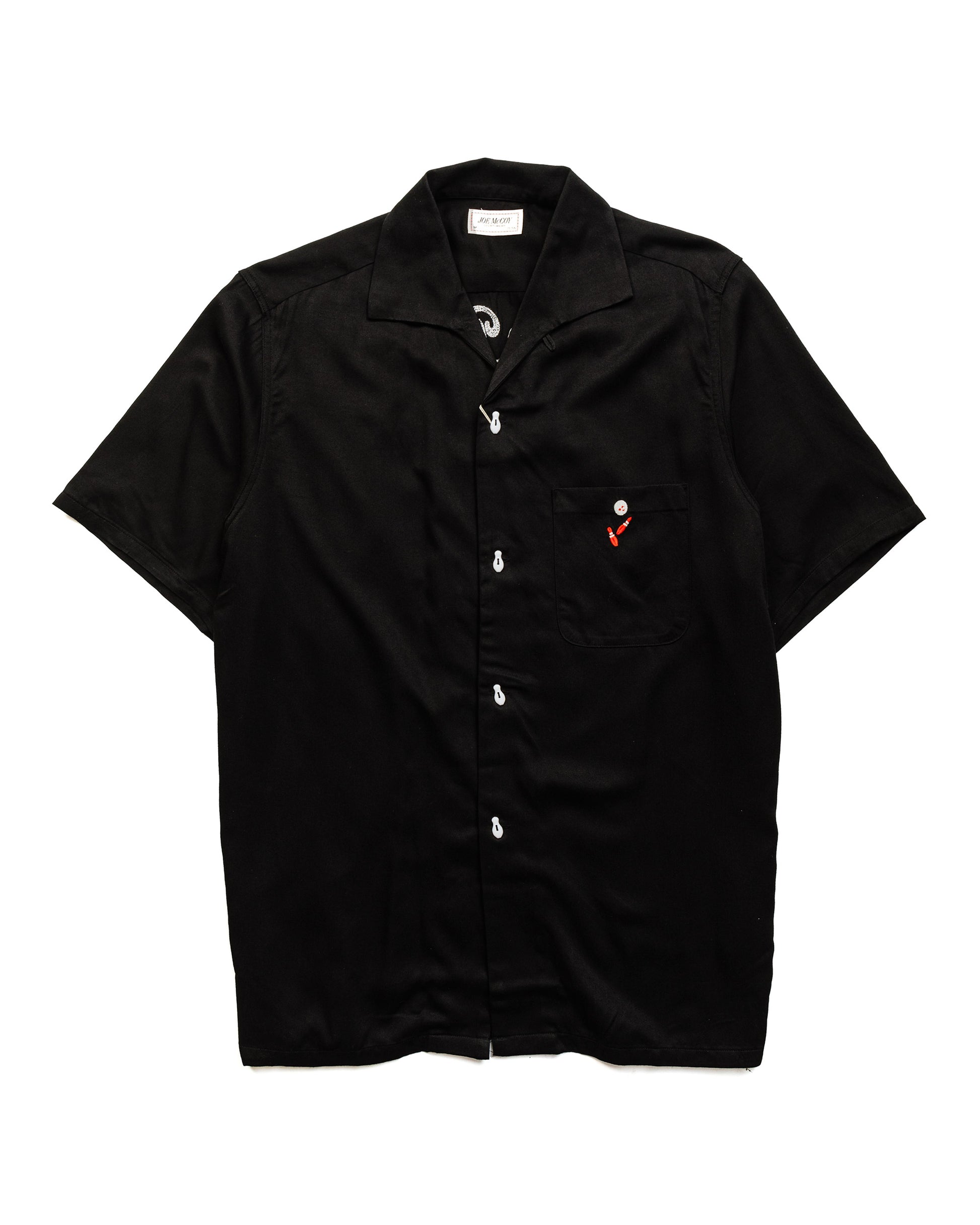 The Real McCoy's MS22002 Rayon Bowling Shirt / Jolly Roger Black