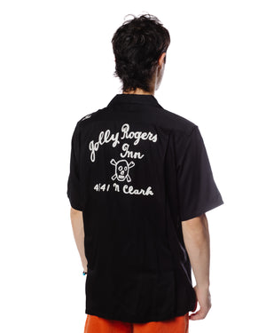 The Real McCoy's MS22002 Rayon Bowling Shirt / Jolly Roger Black Model Rear