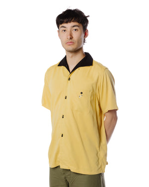 The Real McCoy's MS22002 Rayon Bowling Shirt / Jolly Roger Yellow Model Detail