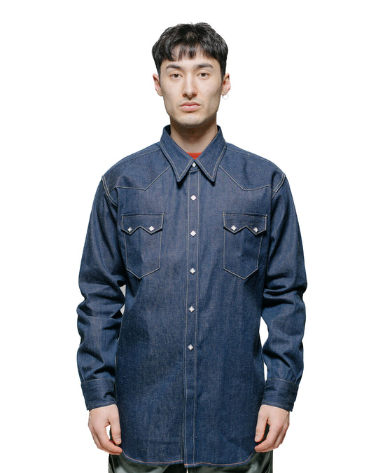 The Real McCoy s MS22003 Denim Western Shirt Sawtooth Indigo