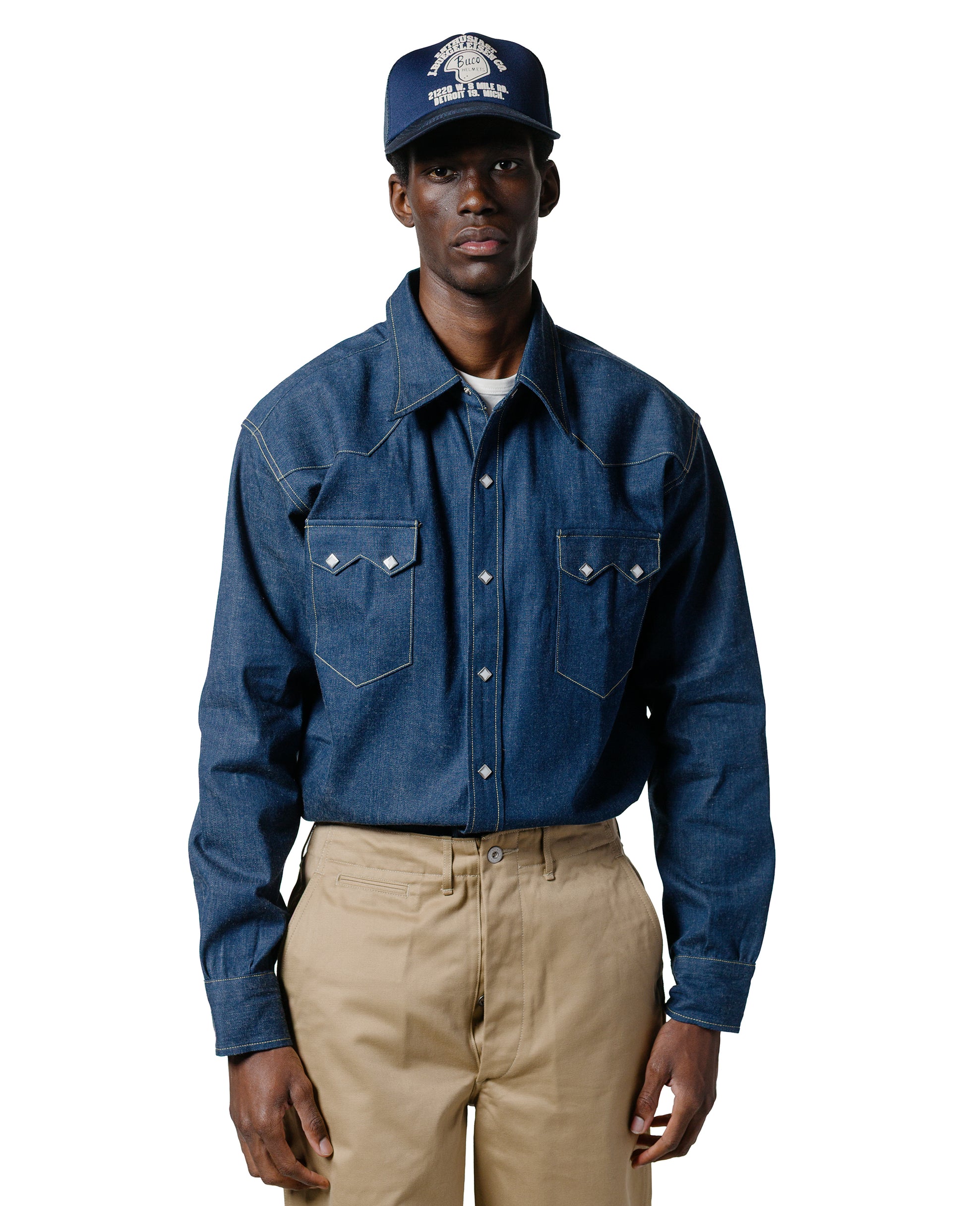 The Real McCoy's MS22003 Denim Western Shirt / Sawtooth Indigo