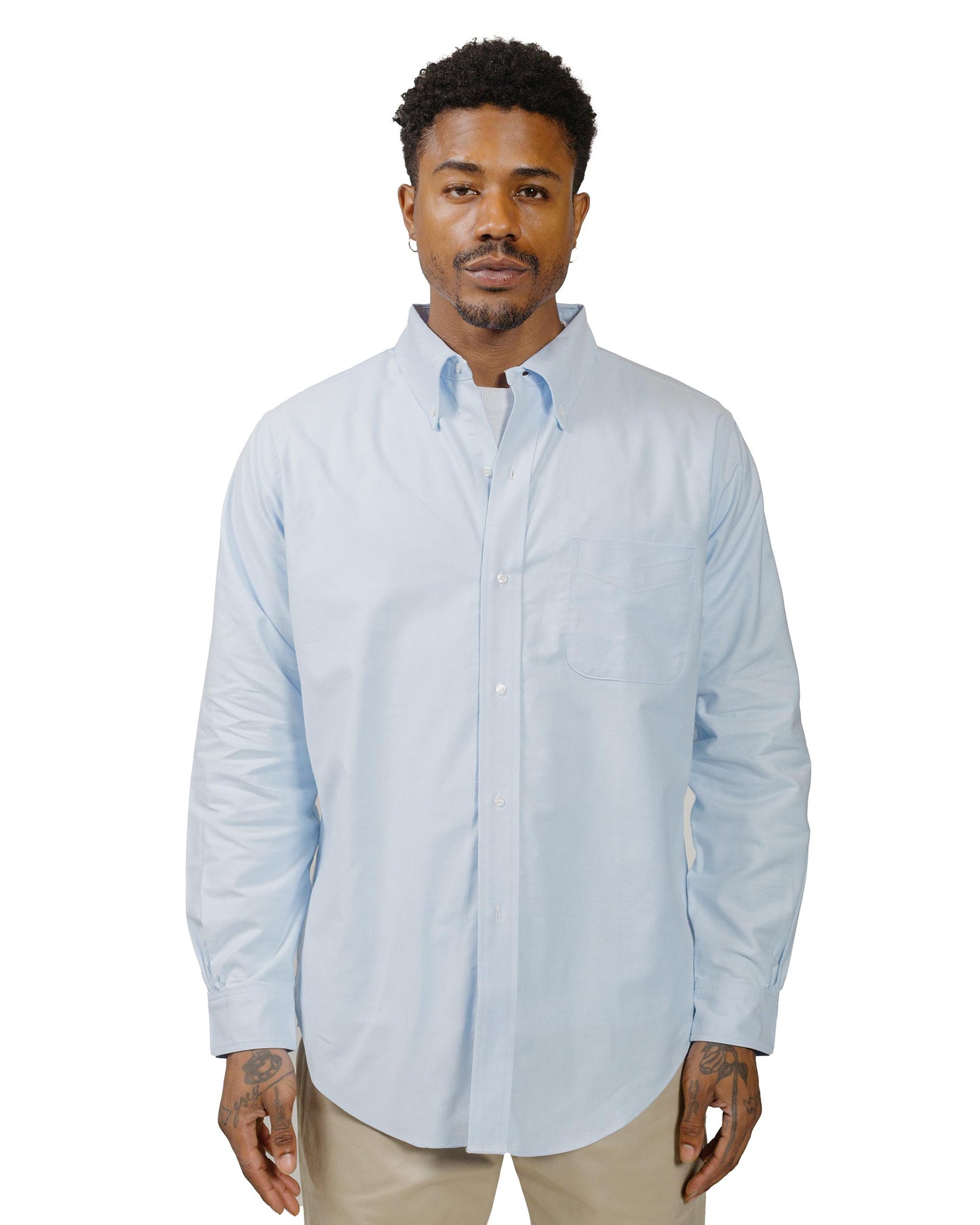 The Real McCoy's MS22008 Joe McCoy Button Down Shirt Light Blue model front